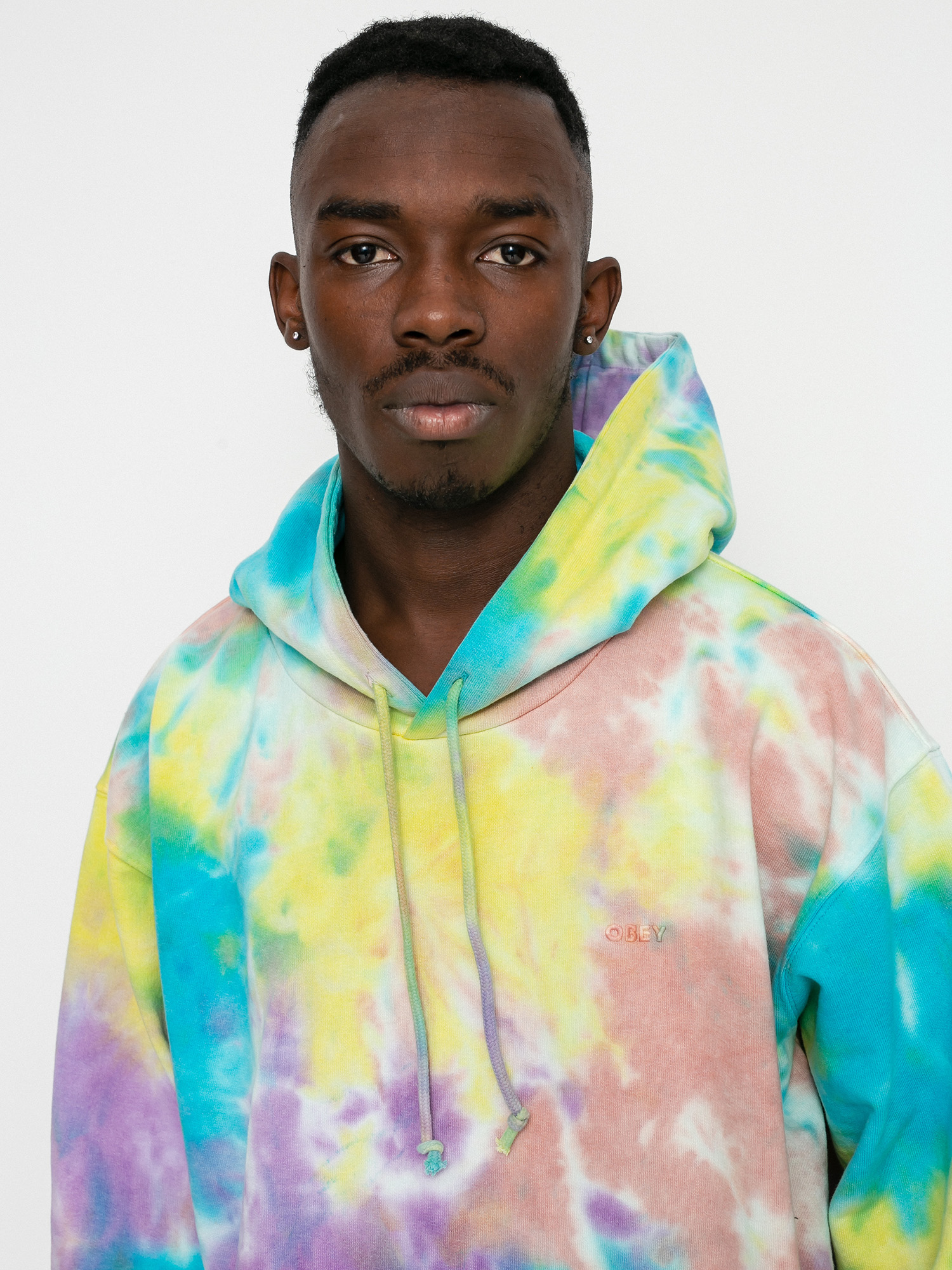Mikina s kapucí OBEY Mini Bold Recycled Tie Dye HD (a.i. aqua multi)