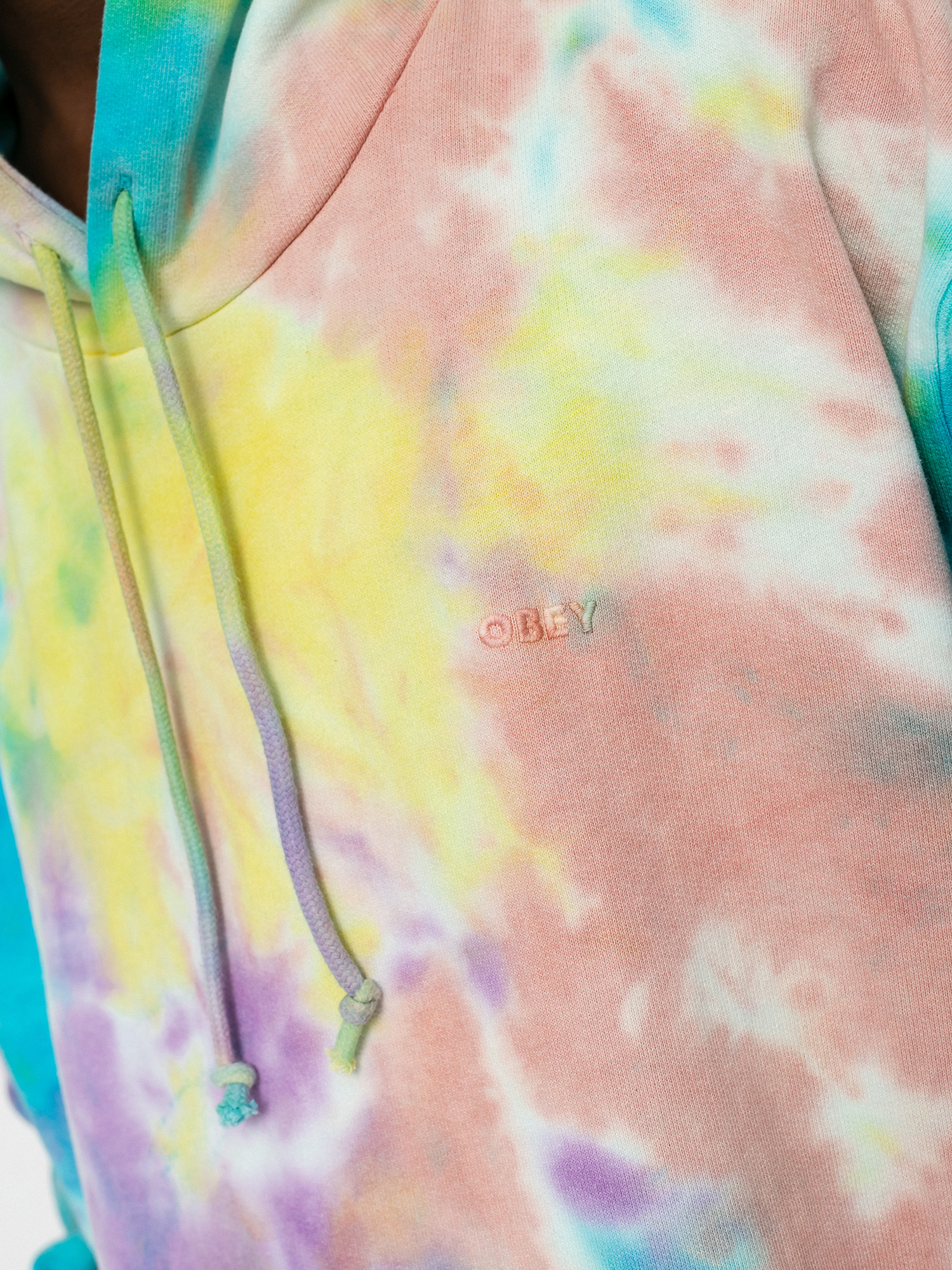 Mikina s kapucí OBEY Mini Bold Recycled Tie Dye HD (a.i. aqua multi)