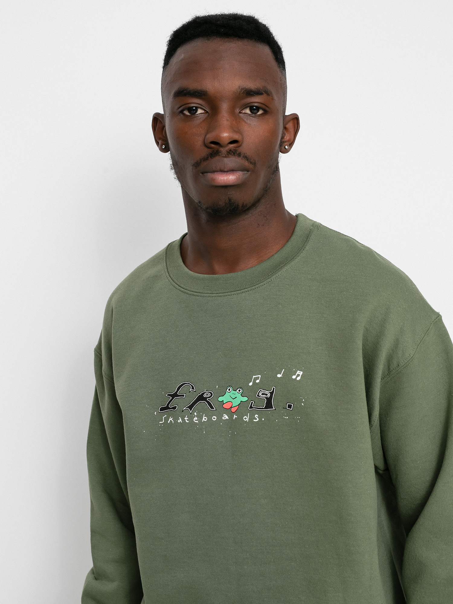 Mikina Frog Skateboards Happy Frog (olive green)