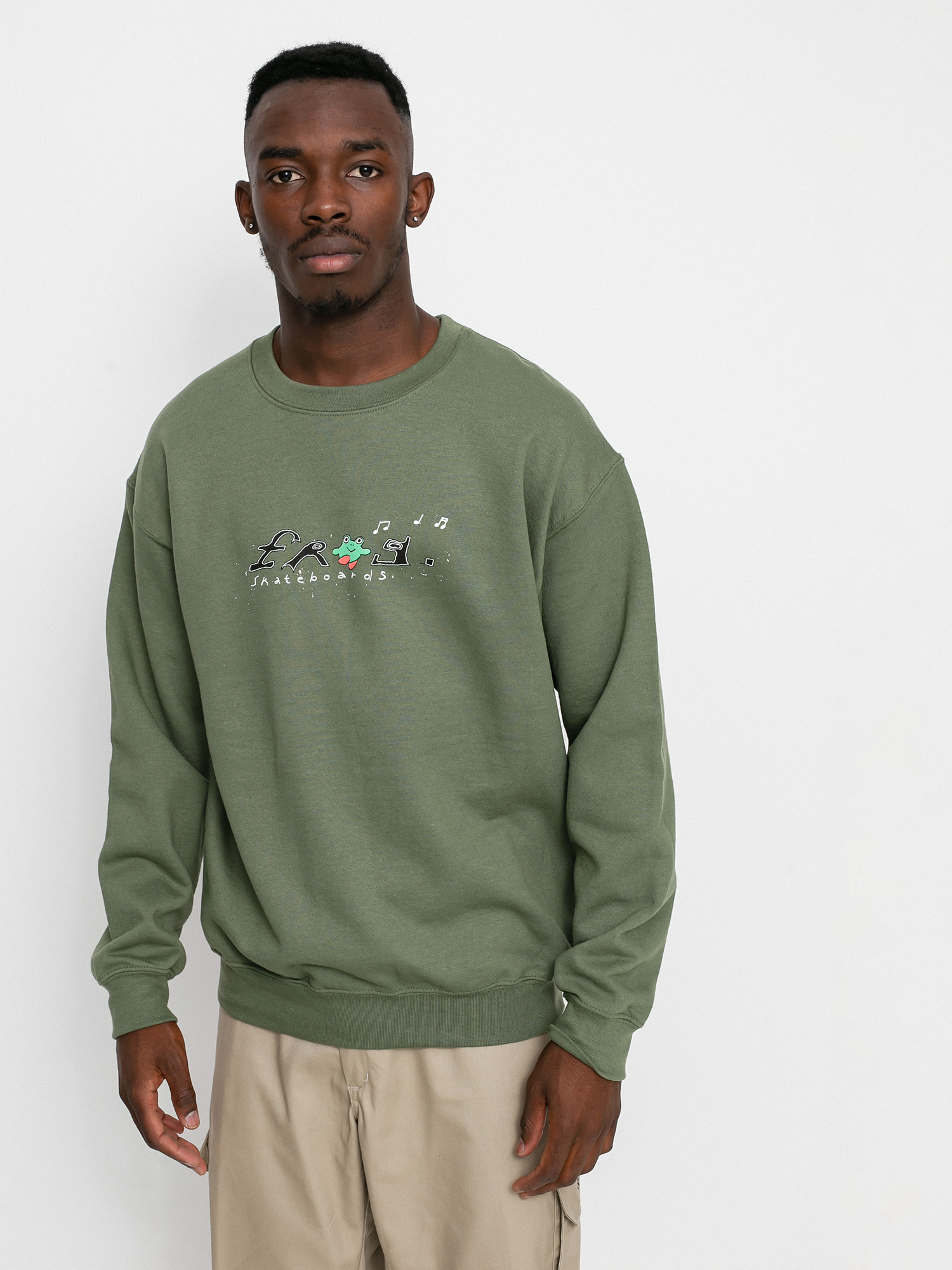 Mikina Frog Skateboards Happy Frog (olive green)