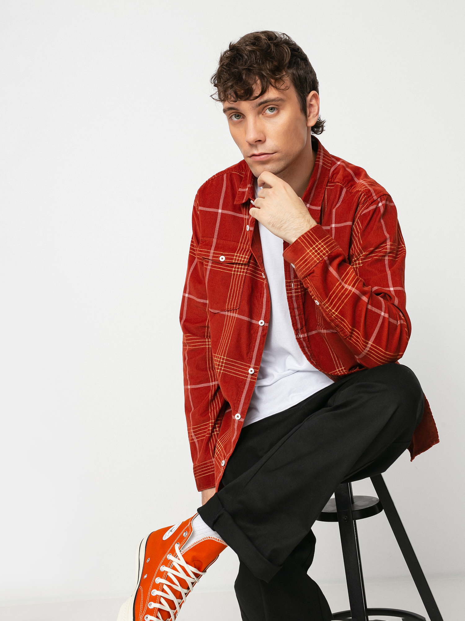 Košile RVCA Blues Walk Cord Ls (brick red)