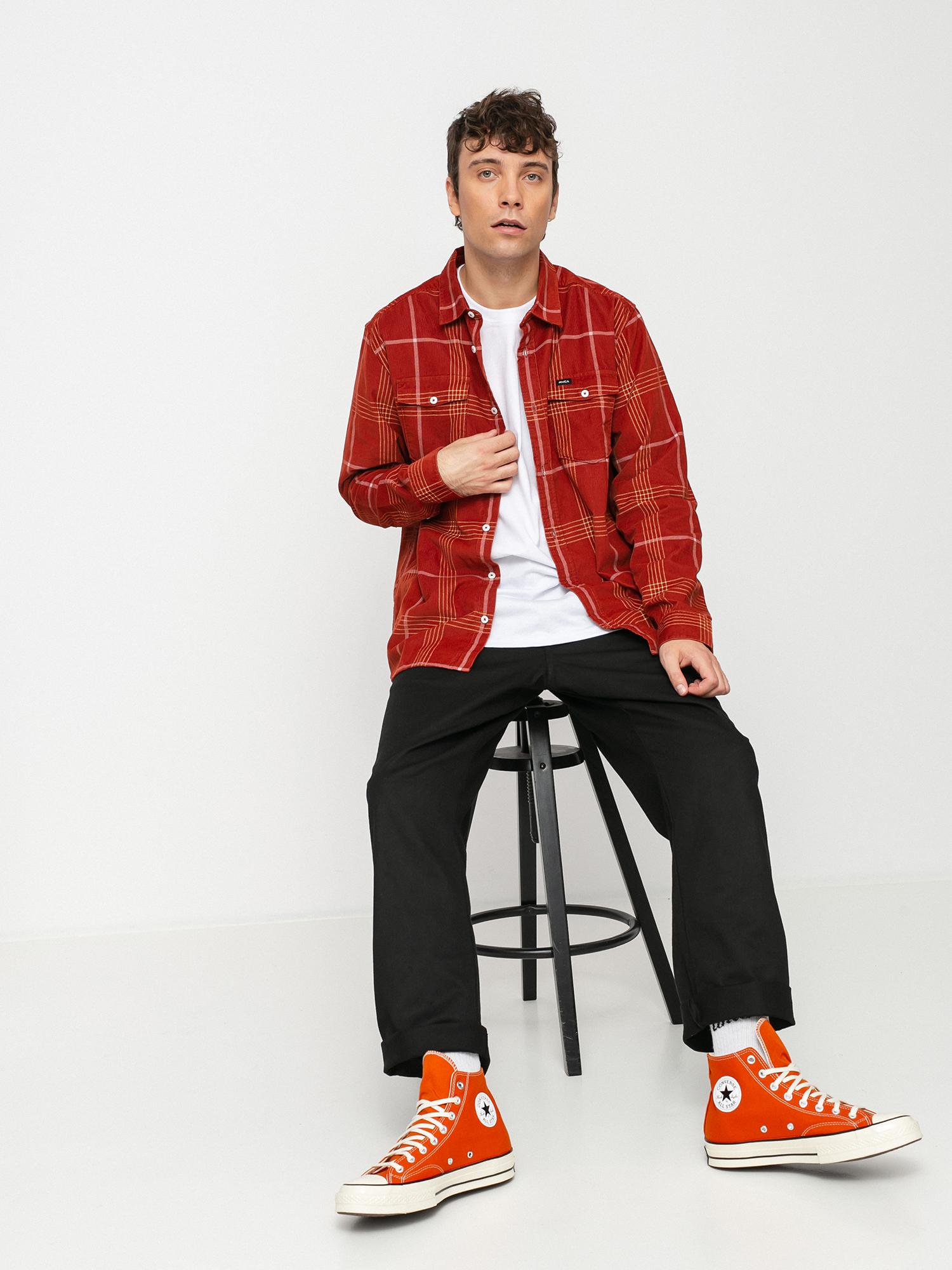 Košile RVCA Blues Walk Cord Ls (brick red)