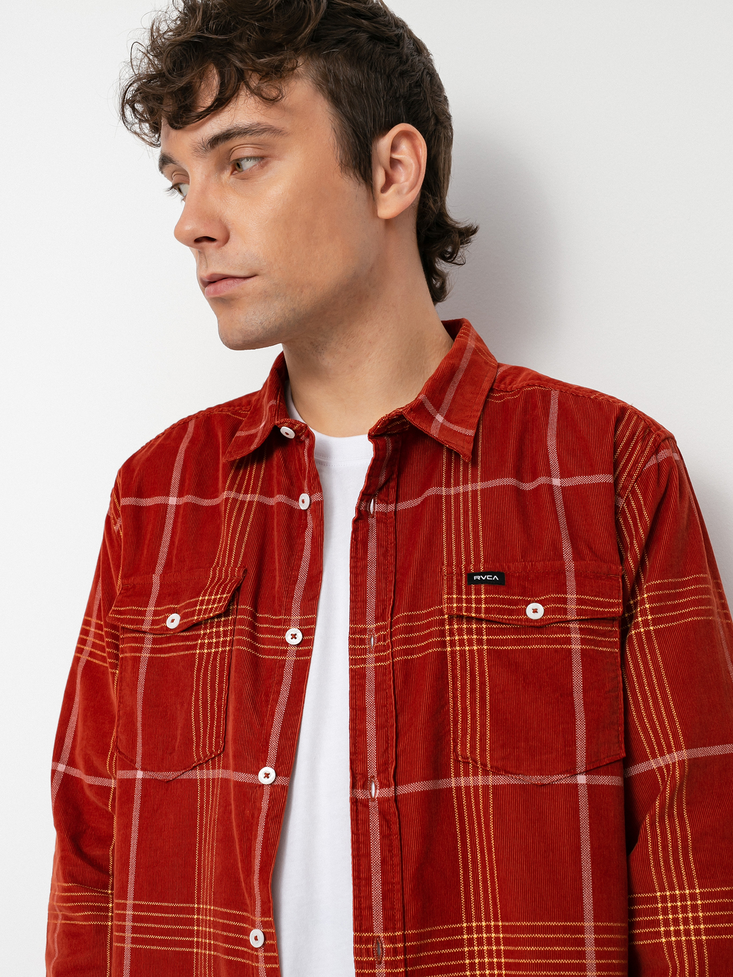 Košile RVCA Blues Walk Cord Ls (brick red)