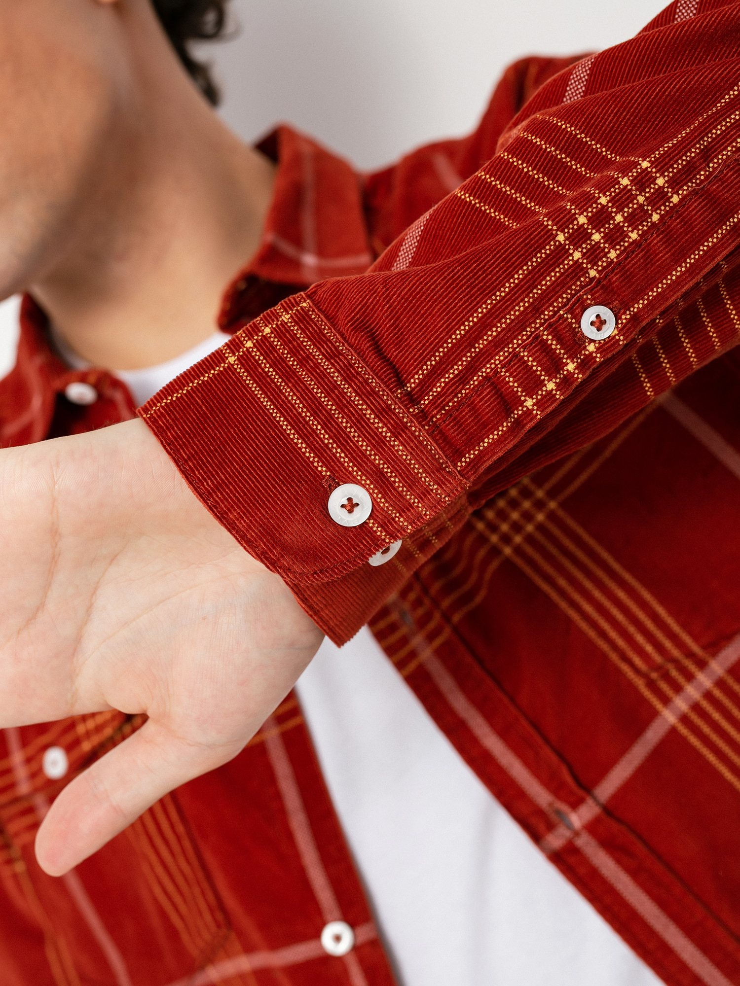 Košile RVCA Blues Walk Cord Ls (brick red)