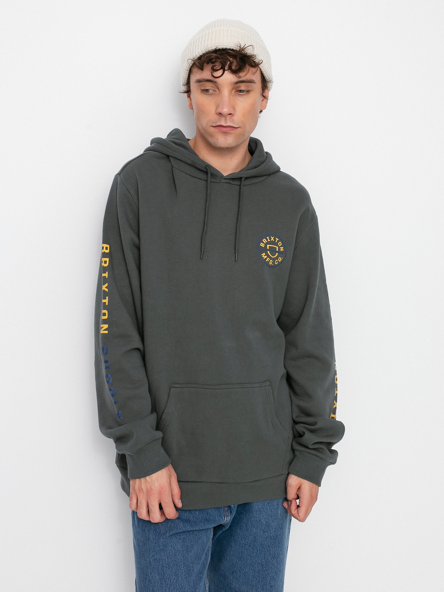 Mikina s kapucí Brixton Crest HD (evergreen)