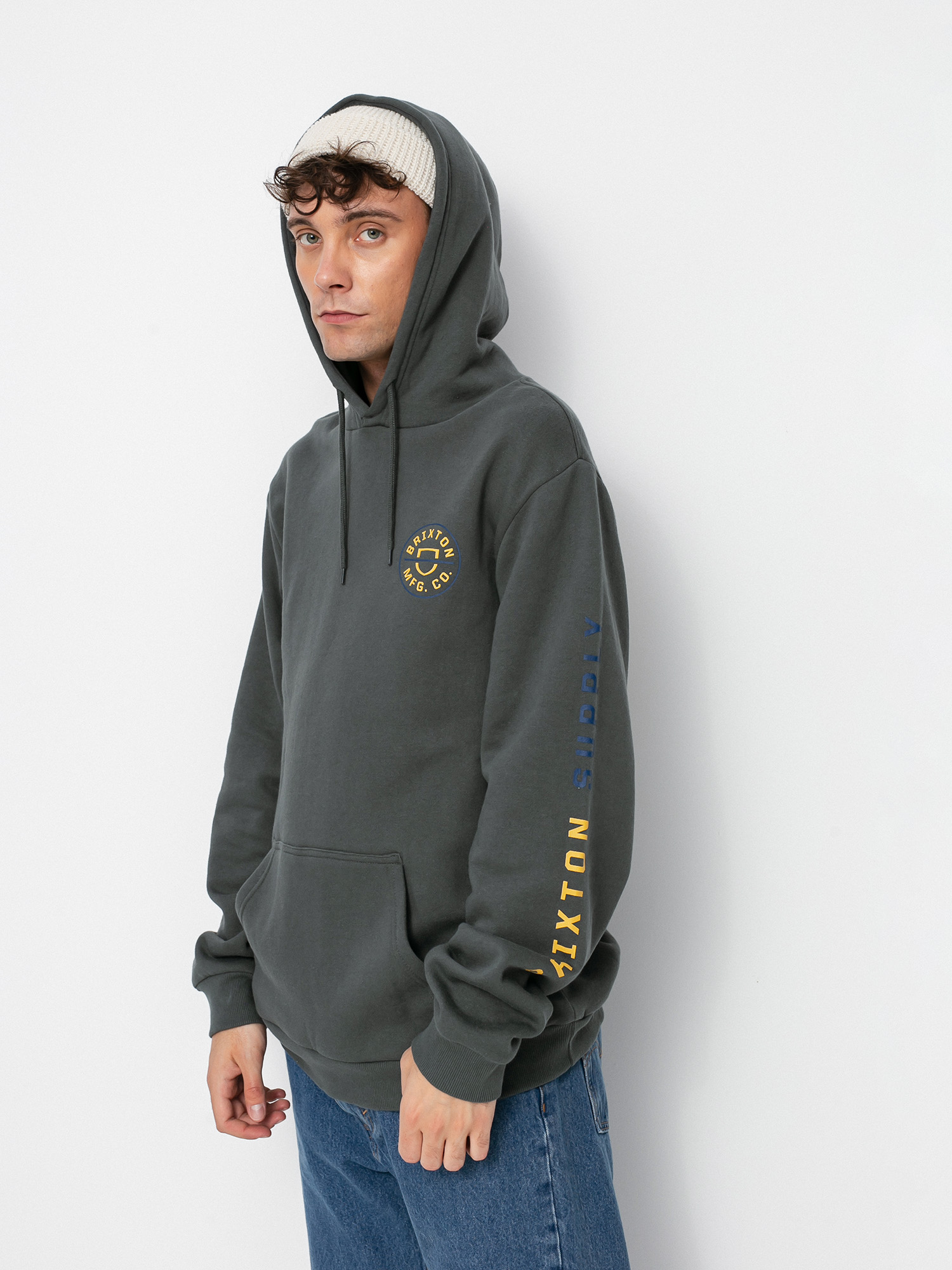 Mikina s kapucí Brixton Crest HD (evergreen)