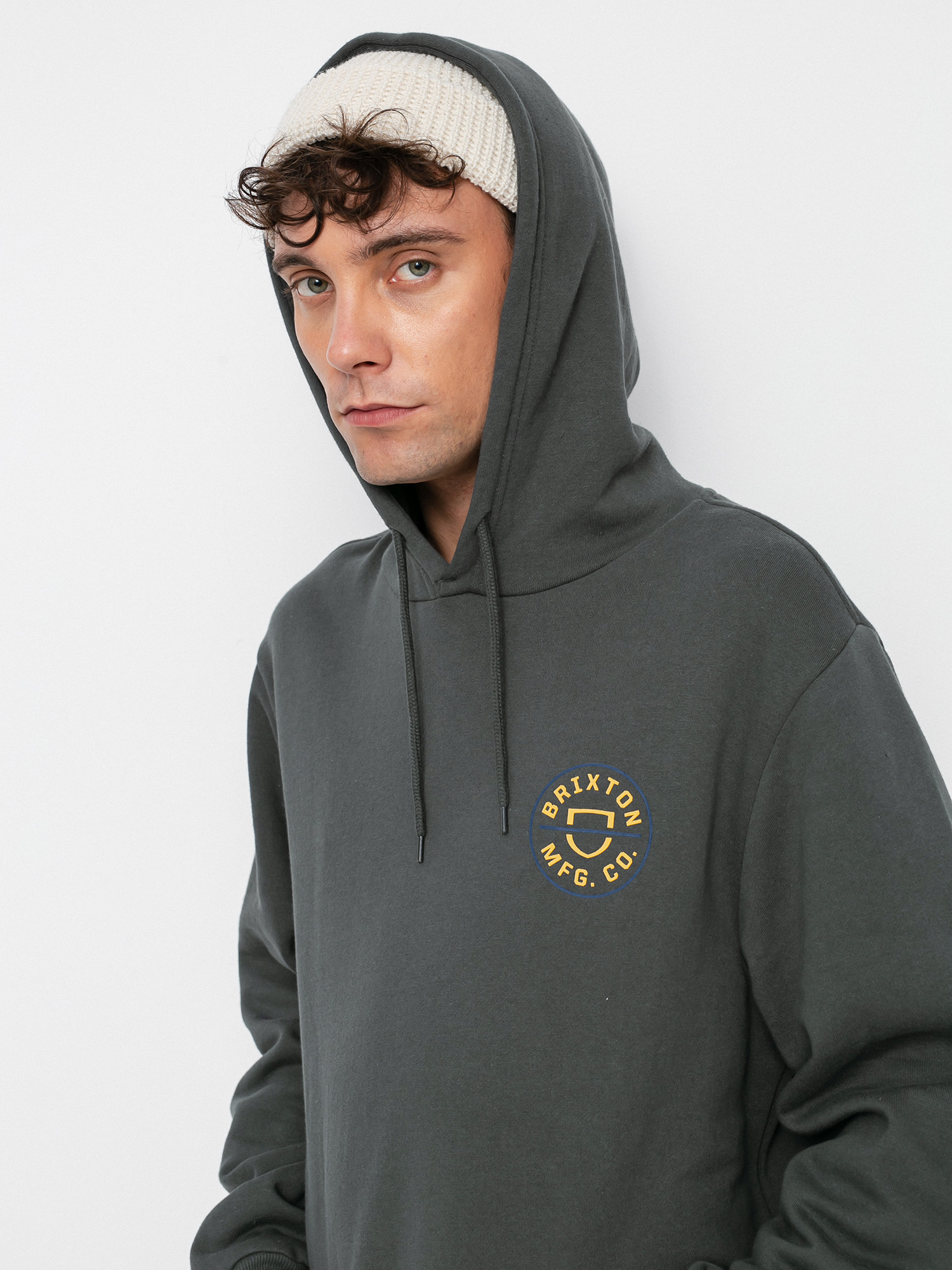 Mikina s kapucí Brixton Crest HD (evergreen)