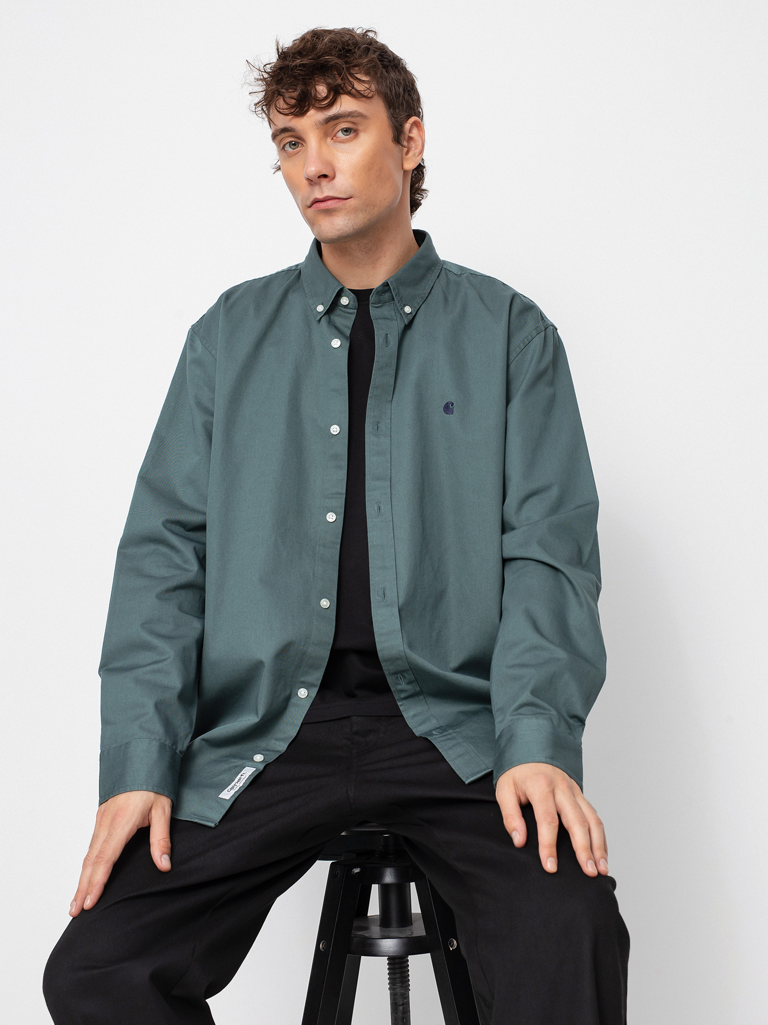 Košile Carhartt WIP Madison (eucalyptus/dark navy)