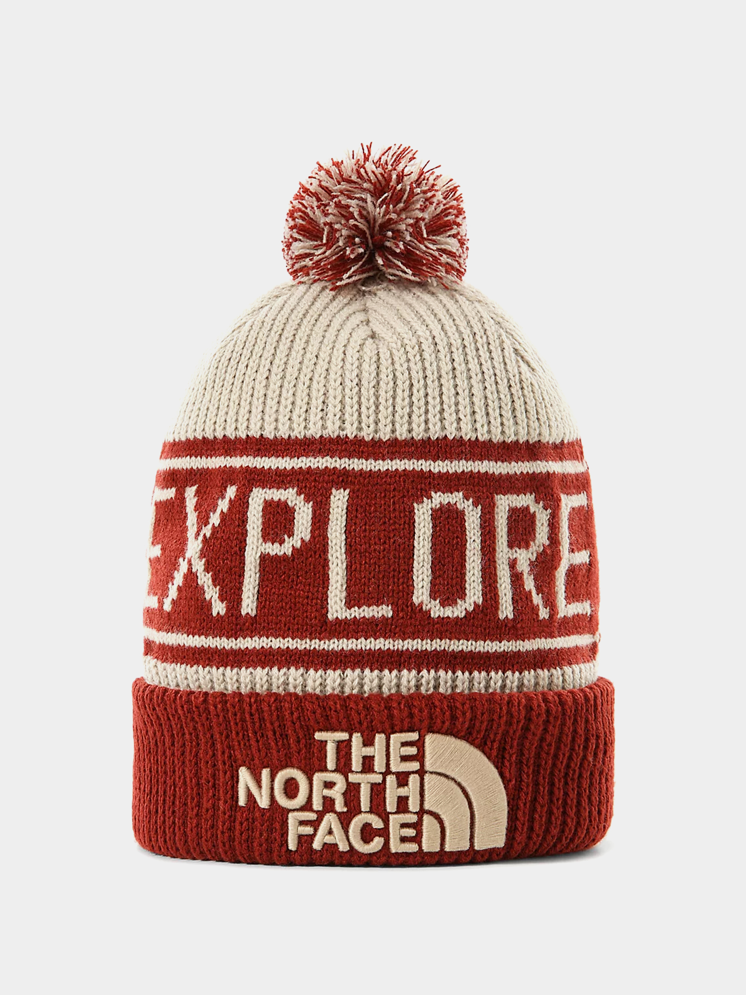Čepice The North Face Retro Tnf Pom (brick house red/flax)