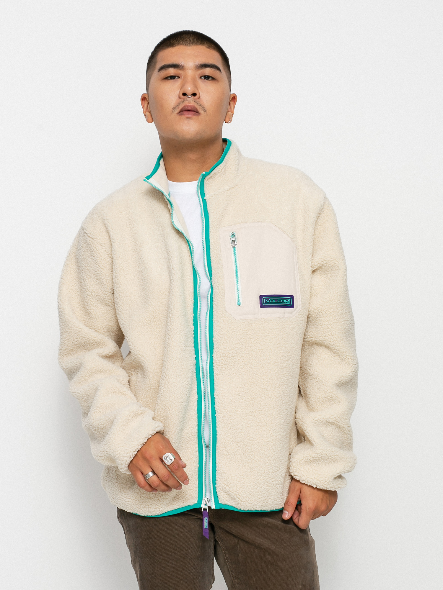 Mikina Volcom Muzzer Fuzzar Zip (whitecap grey)