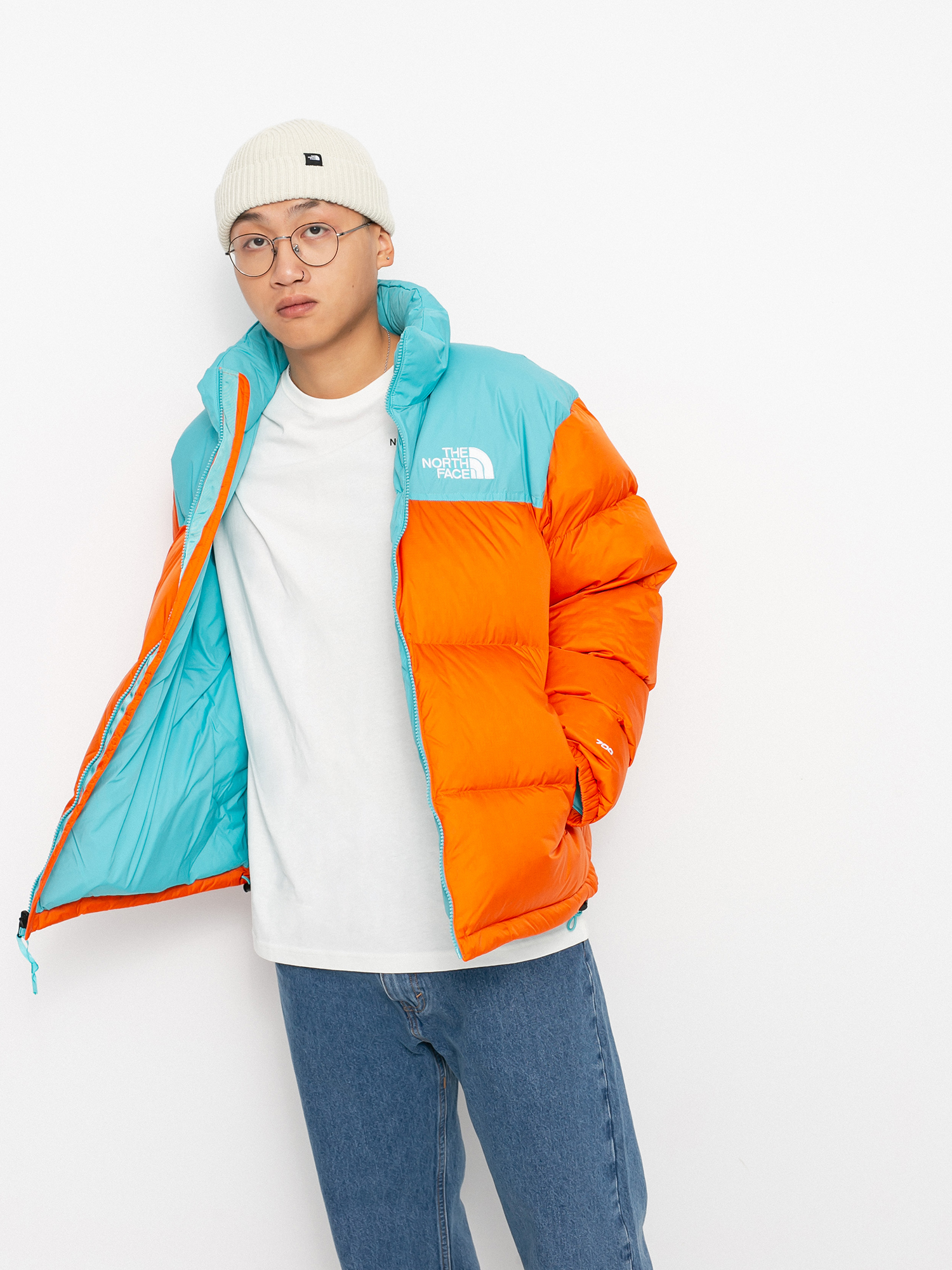 Bunda The North Face 1996 Retro Nuptse (red orange/transantarctic blue)