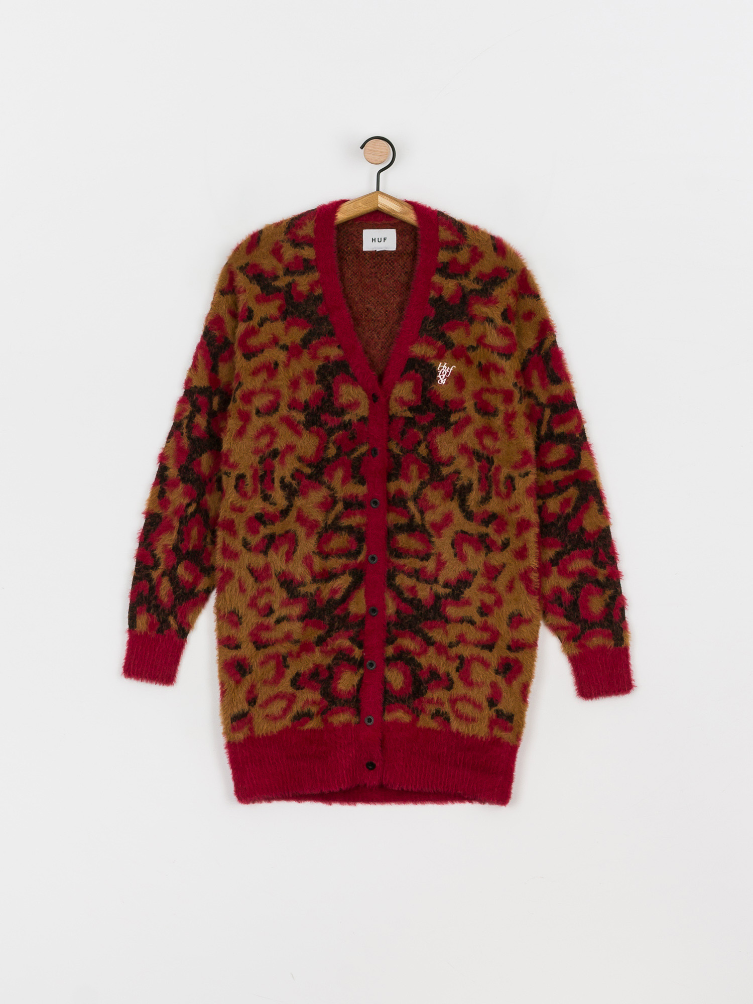 Svetr HUF Leopard Knit Duster Wmn (bloodstone)
