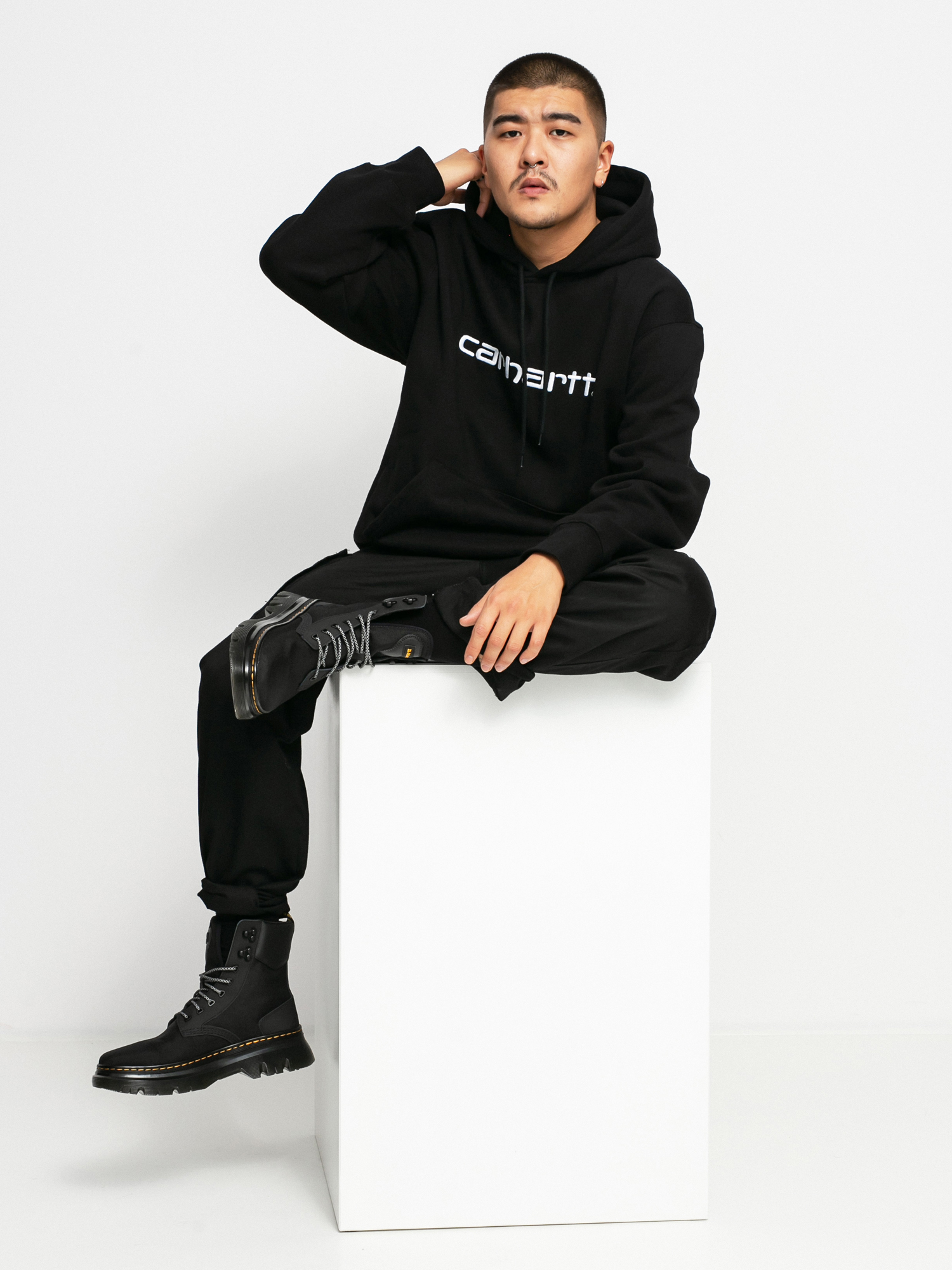 Mikina s kapucí Carhartt WIP Carhartt HD (black/white)