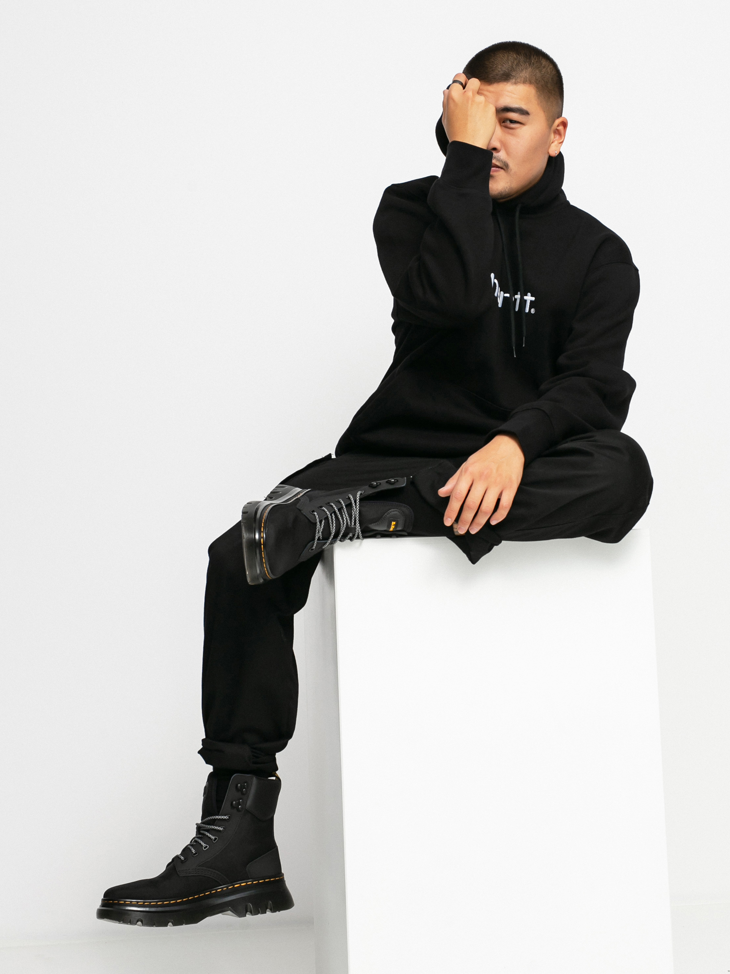 Mikina s kapucí Carhartt WIP Carhartt HD (black/white)