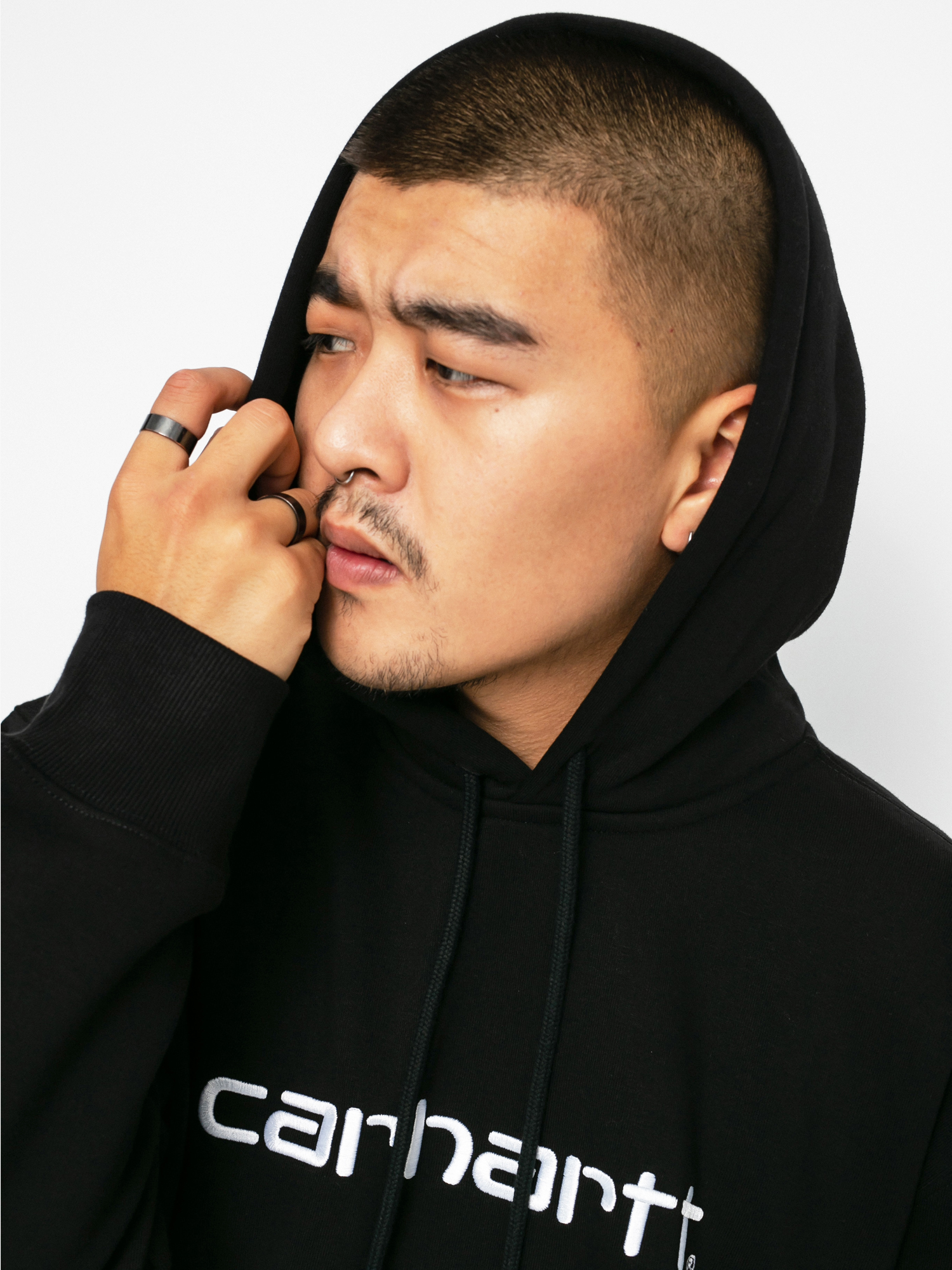 Mikina s kapucí Carhartt WIP Carhartt HD (black/white)