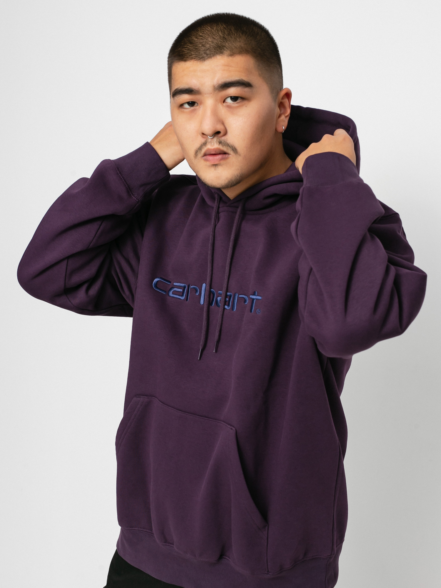 Mikina s kapucí Carhartt WIP Carhartt HD (dark iris/cold viola)