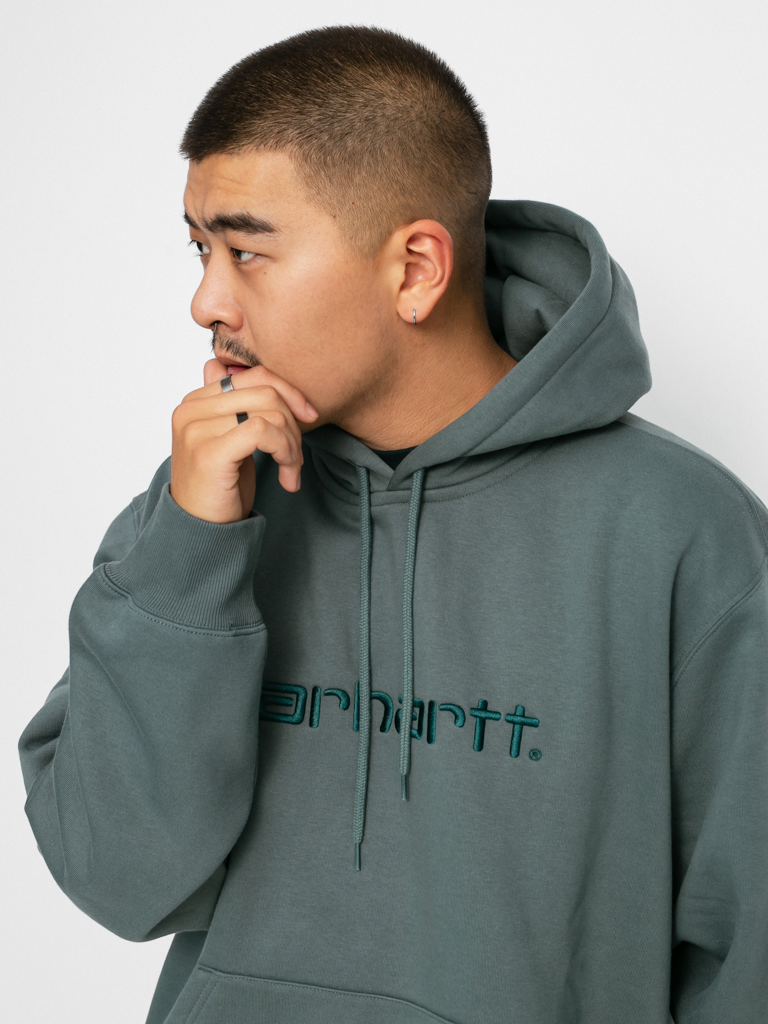 Mikina s kapucí Carhartt WIP Carhartt HD (eucalyptus/frasier)