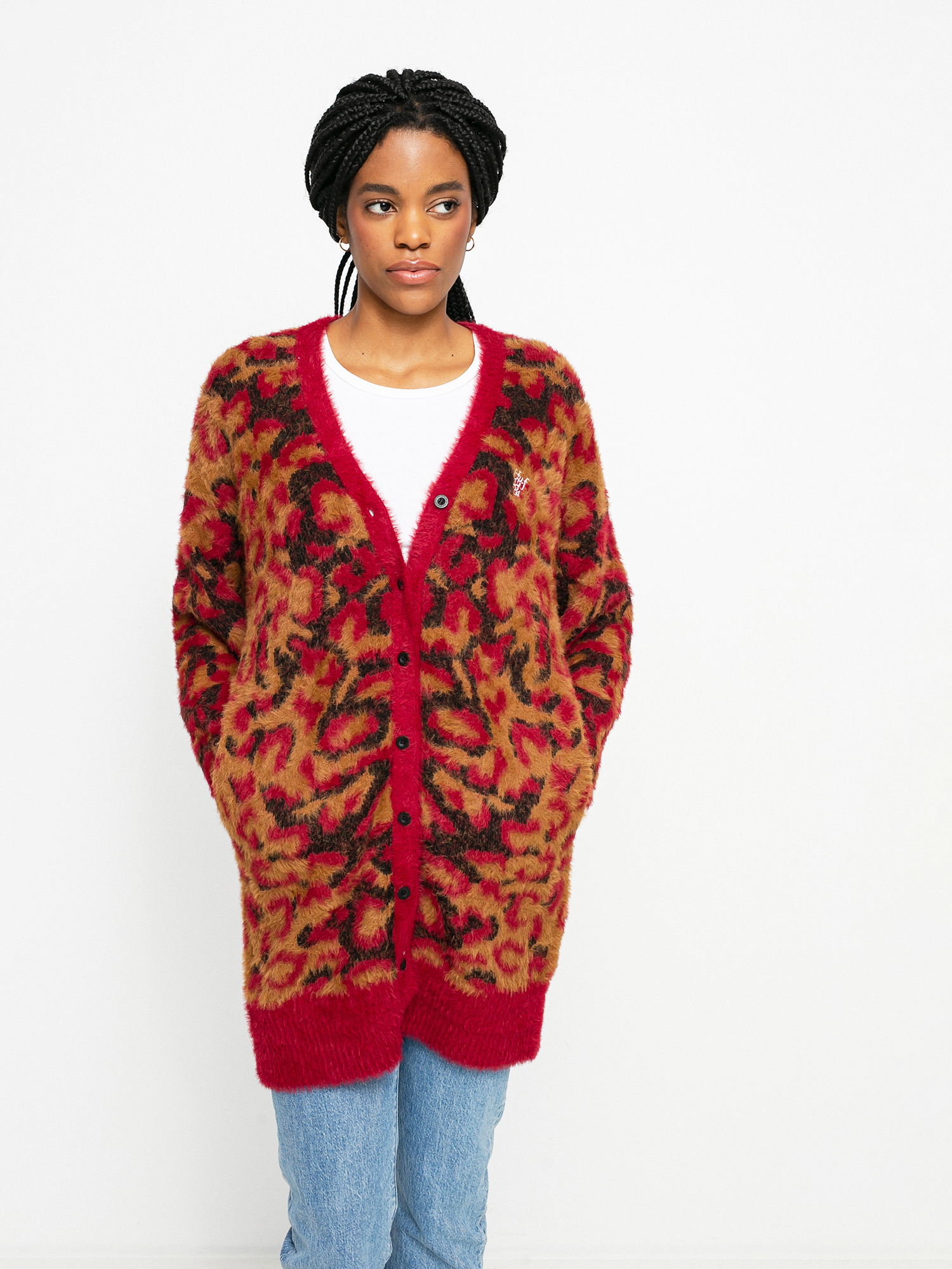Svetr HUF Leopard Knit Duster Wmn