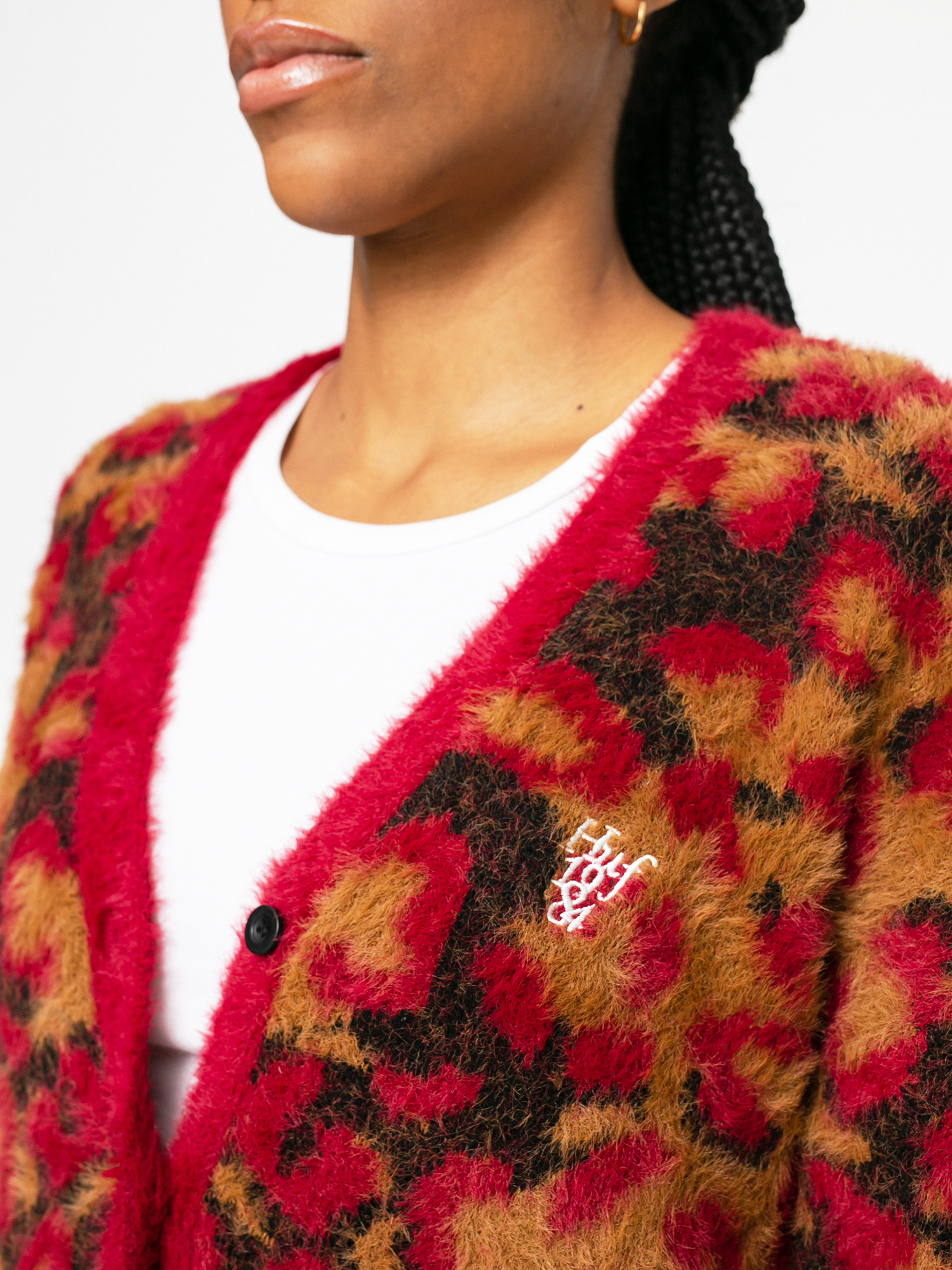 Svetr HUF Leopard Knit Duster Wmn (bloodstone)