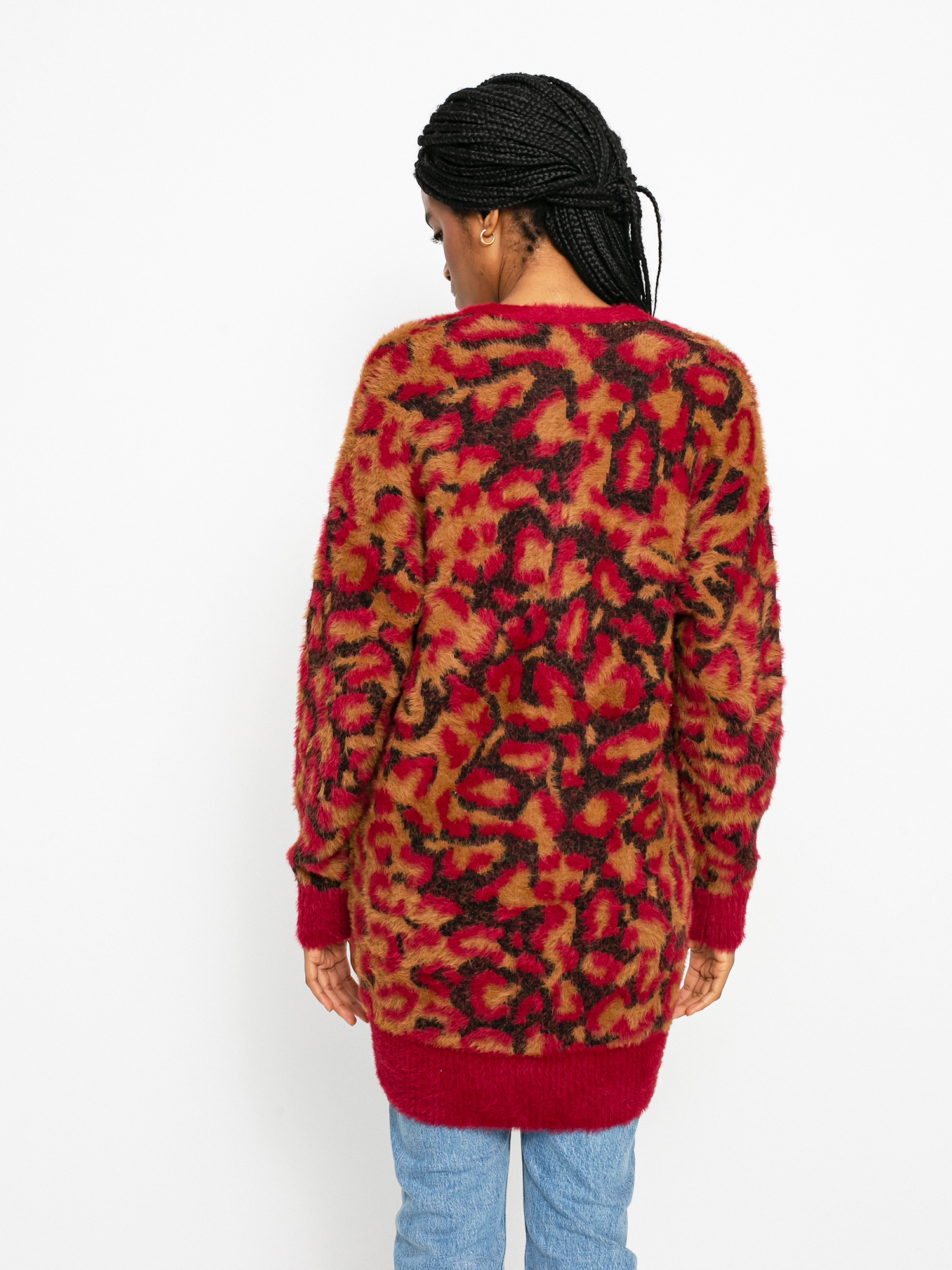 Svetr HUF Leopard Knit Duster Wmn (bloodstone)