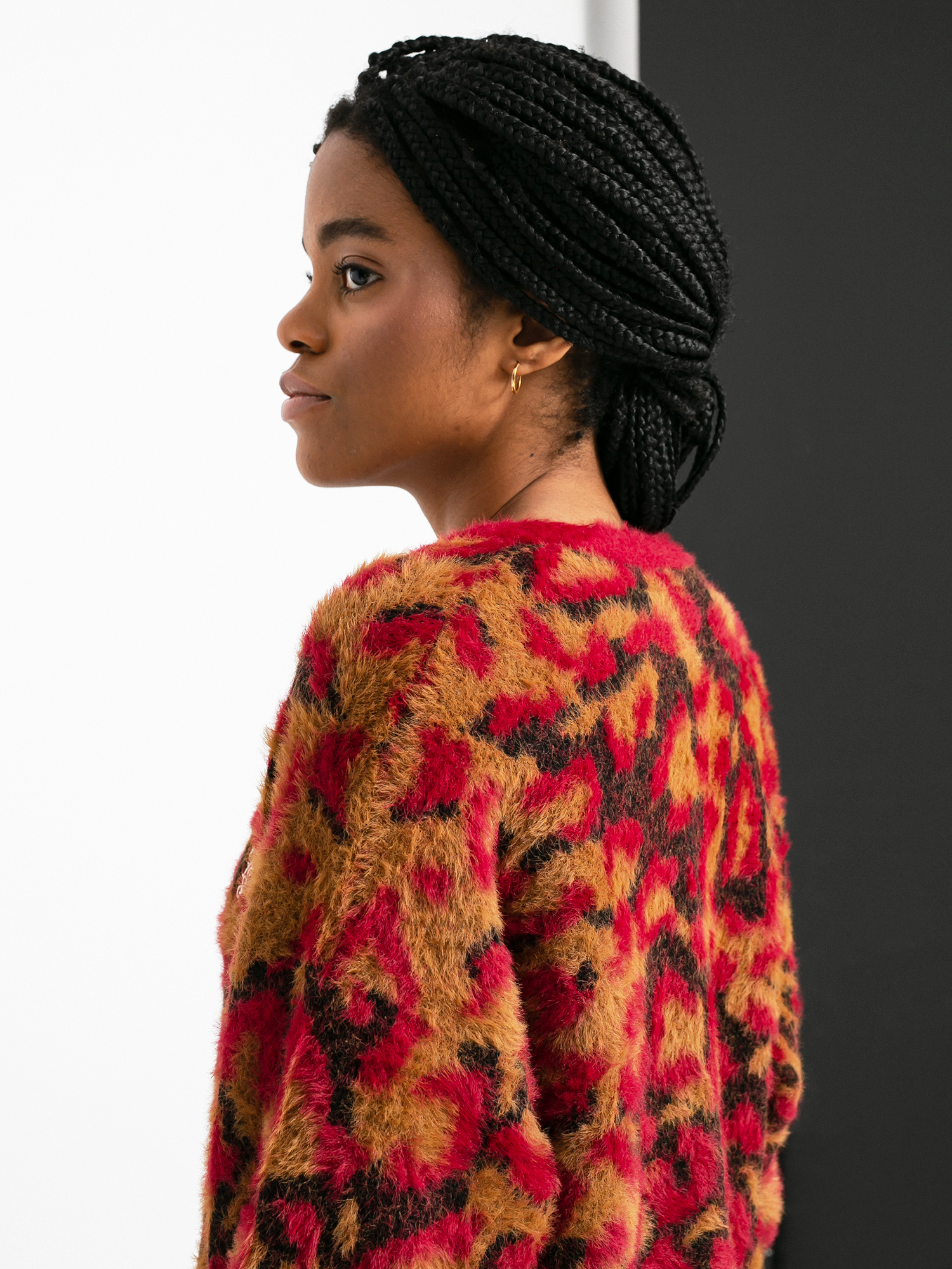 Svetr HUF Leopard Knit Duster Wmn (bloodstone)