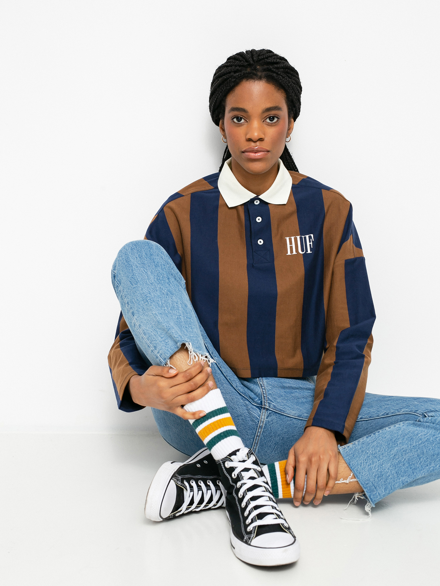 Triko HUF Marka Crop Polo Wmn (toffee)