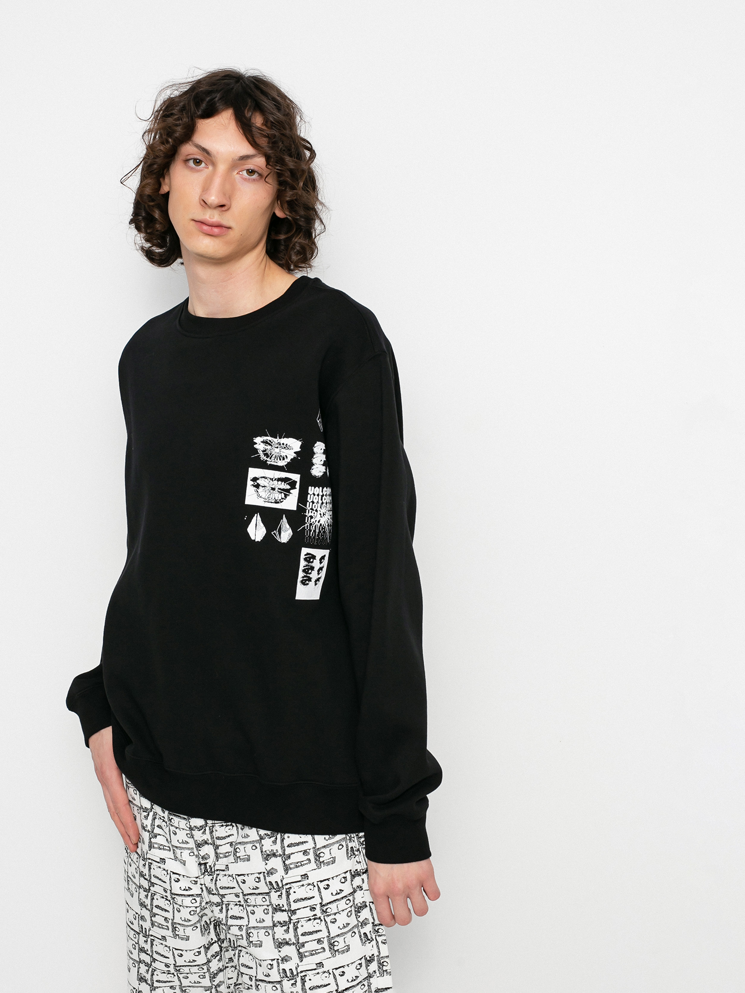 Mikina Volcom Catch 91 Crew Fleece (black)