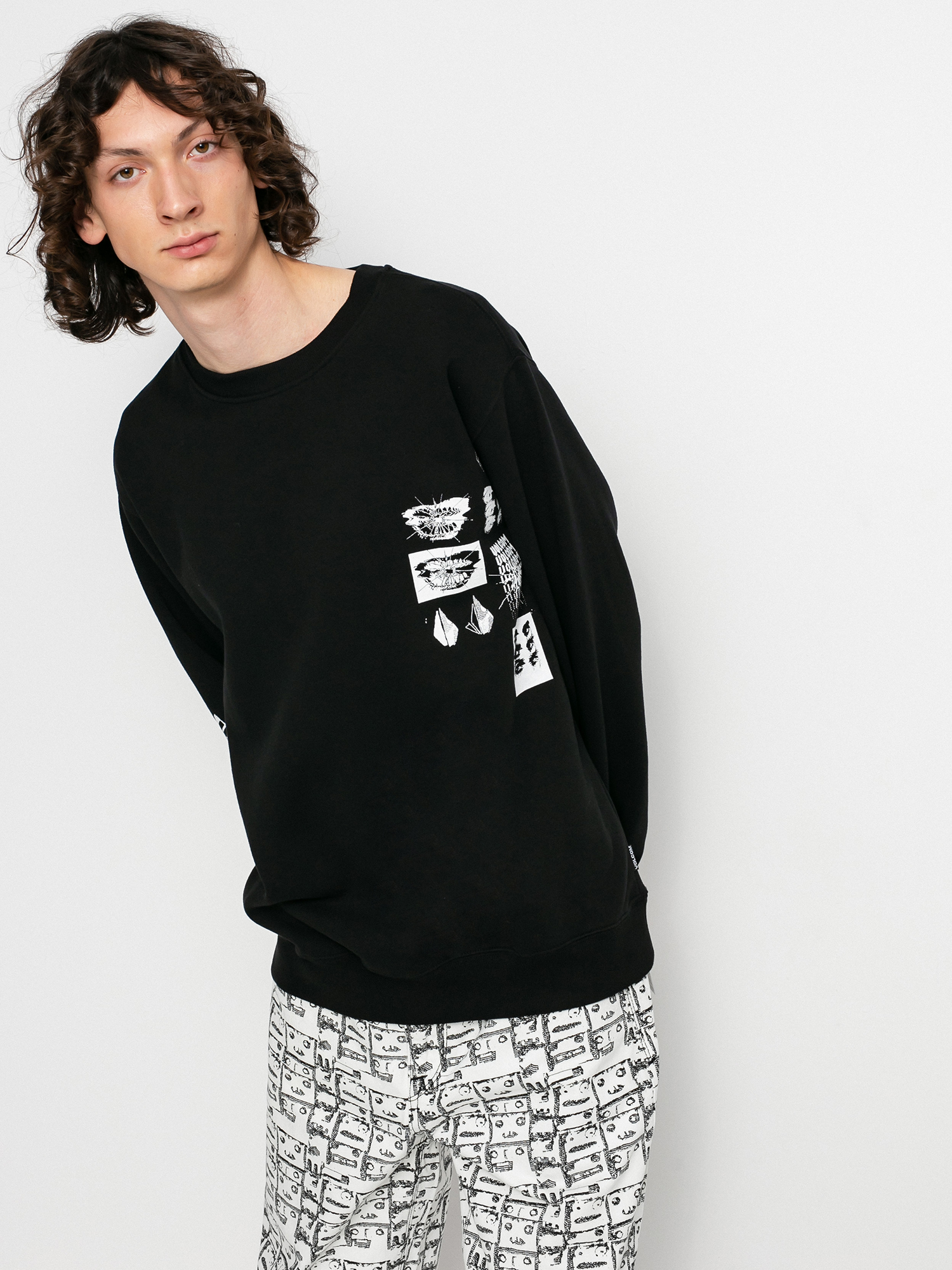 Mikina Volcom Catch 91 Crew Fleece (black)