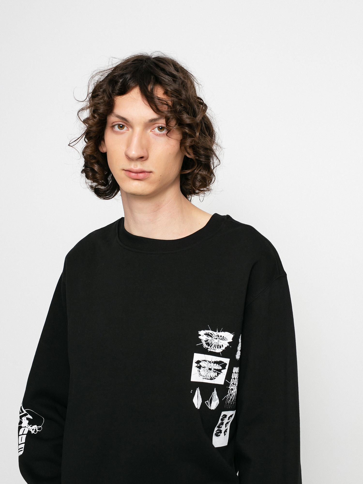 Mikina Volcom Catch 91 Crew Fleece (black)