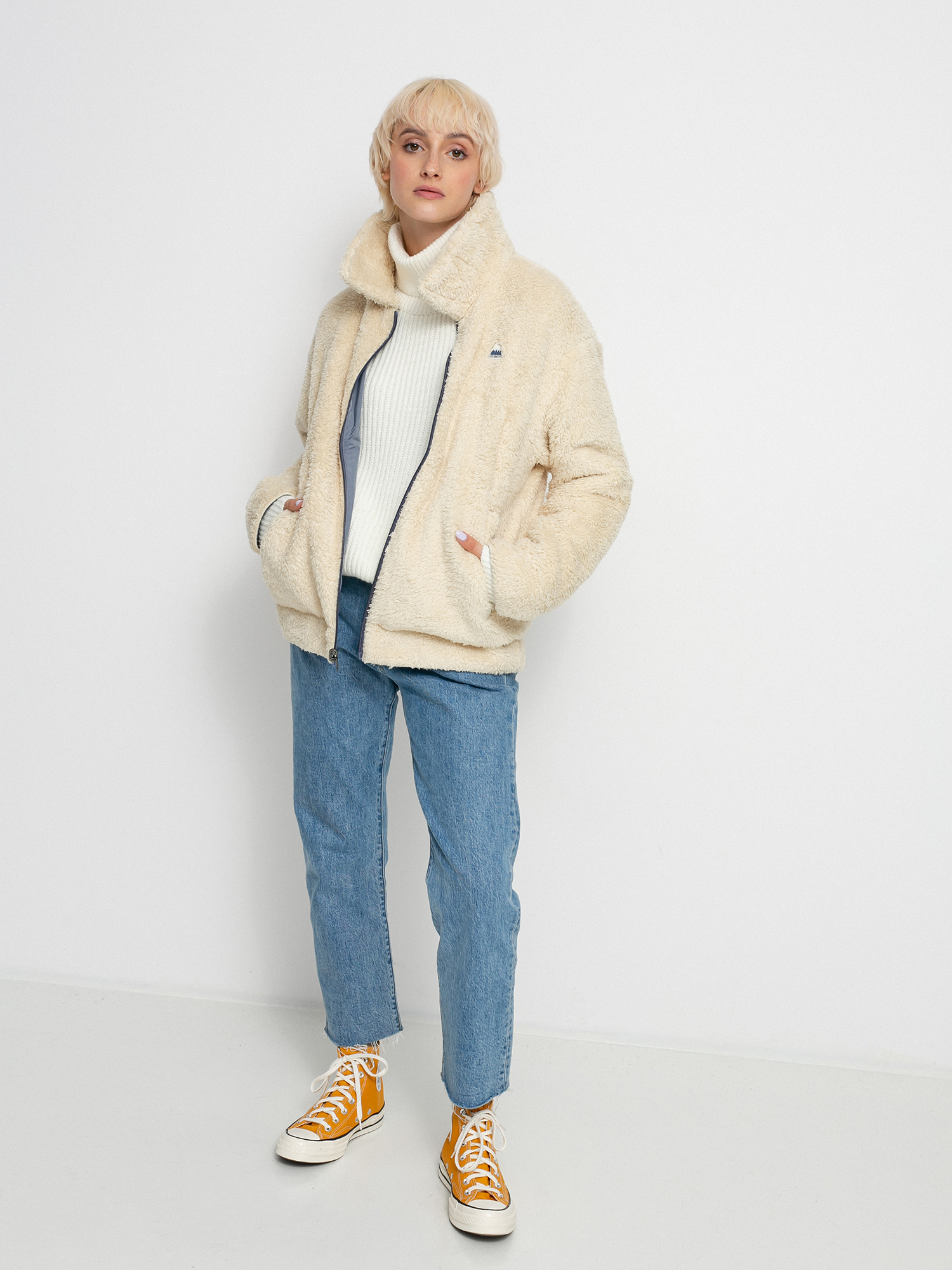 Bunda Burton Lynx Full Zip Reversible Wmn (creme brulee/folkstone gray)