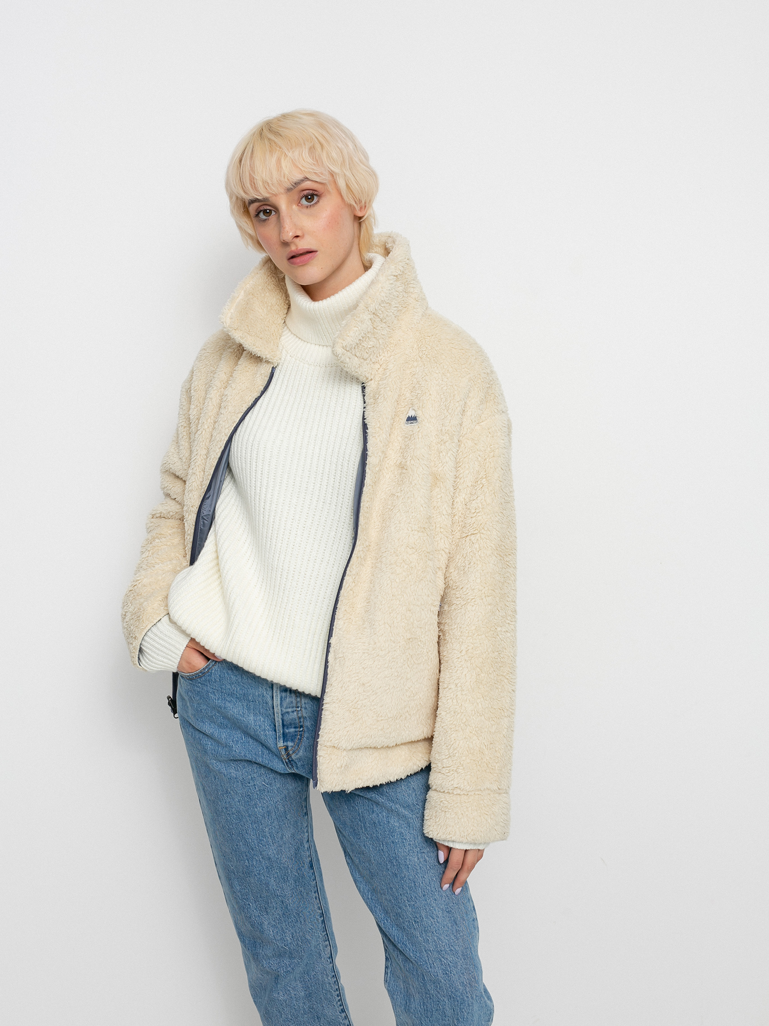 Bunda Burton Lynx Full Zip Reversible Wmn (creme brulee/folkstone gray)