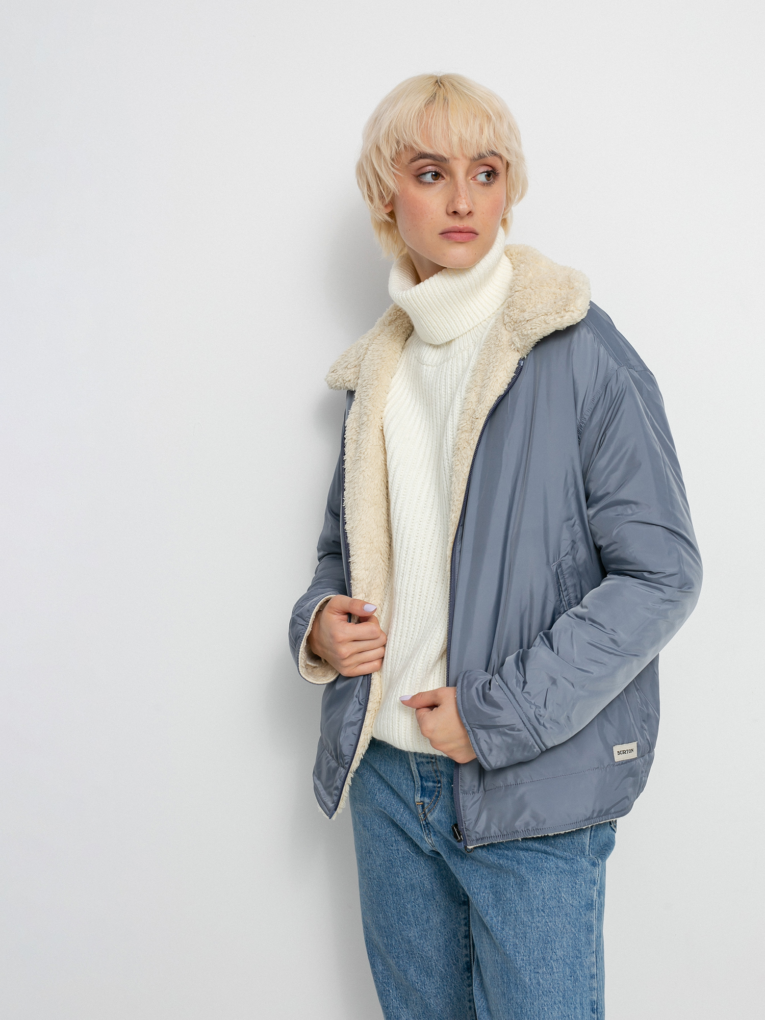 Bunda Burton Lynx Full Zip Reversible Wmn (creme brulee/folkstone gray)