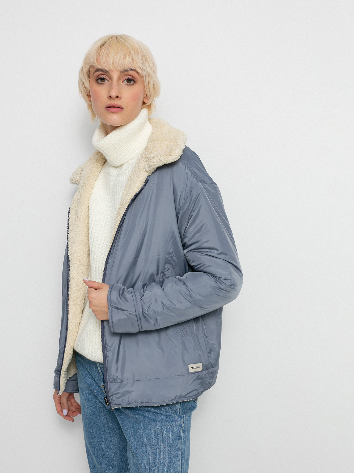 Bunda Burton Lynx Full Zip Reversible Wmn (creme brulee/folkstone gray)