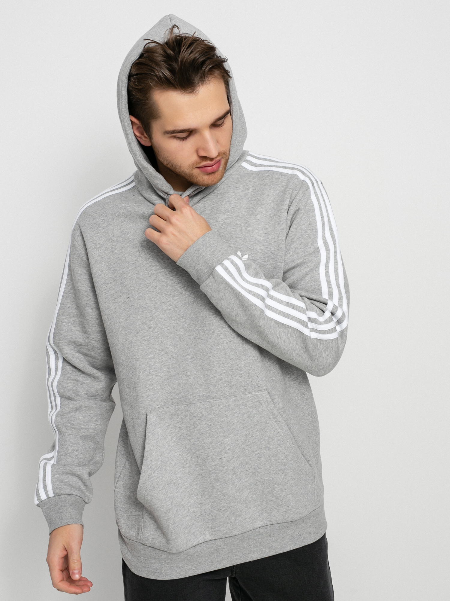 Mikina s kapucí adidas Originals 3 Stripes HD (medium grey heather)