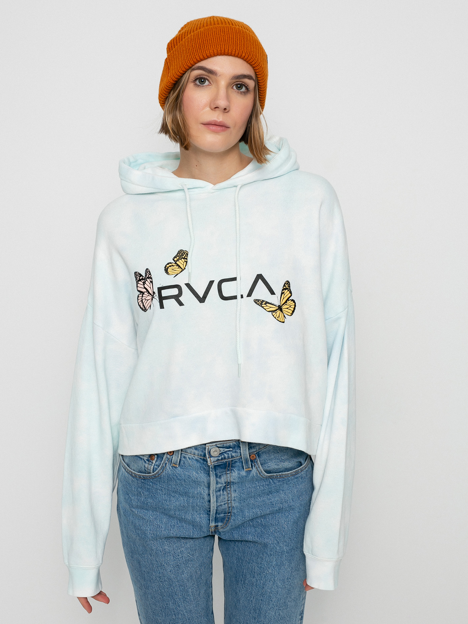 Mikina s kapucí RVCA Big Rvca Venice HD Wmn (vintage white)