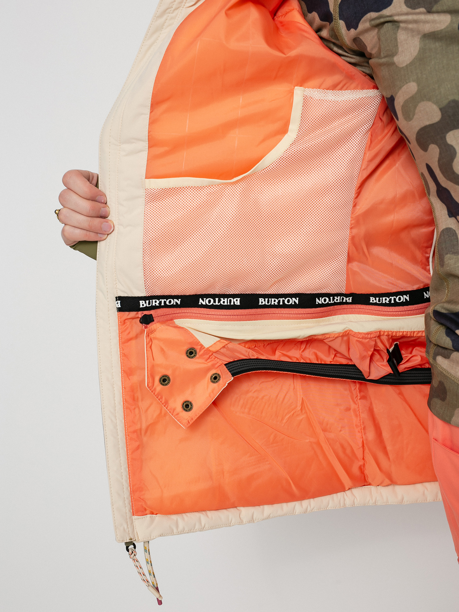 Dámská Snowboardová bunda Burton Keelan (creme brulee/martini olive terra camo)