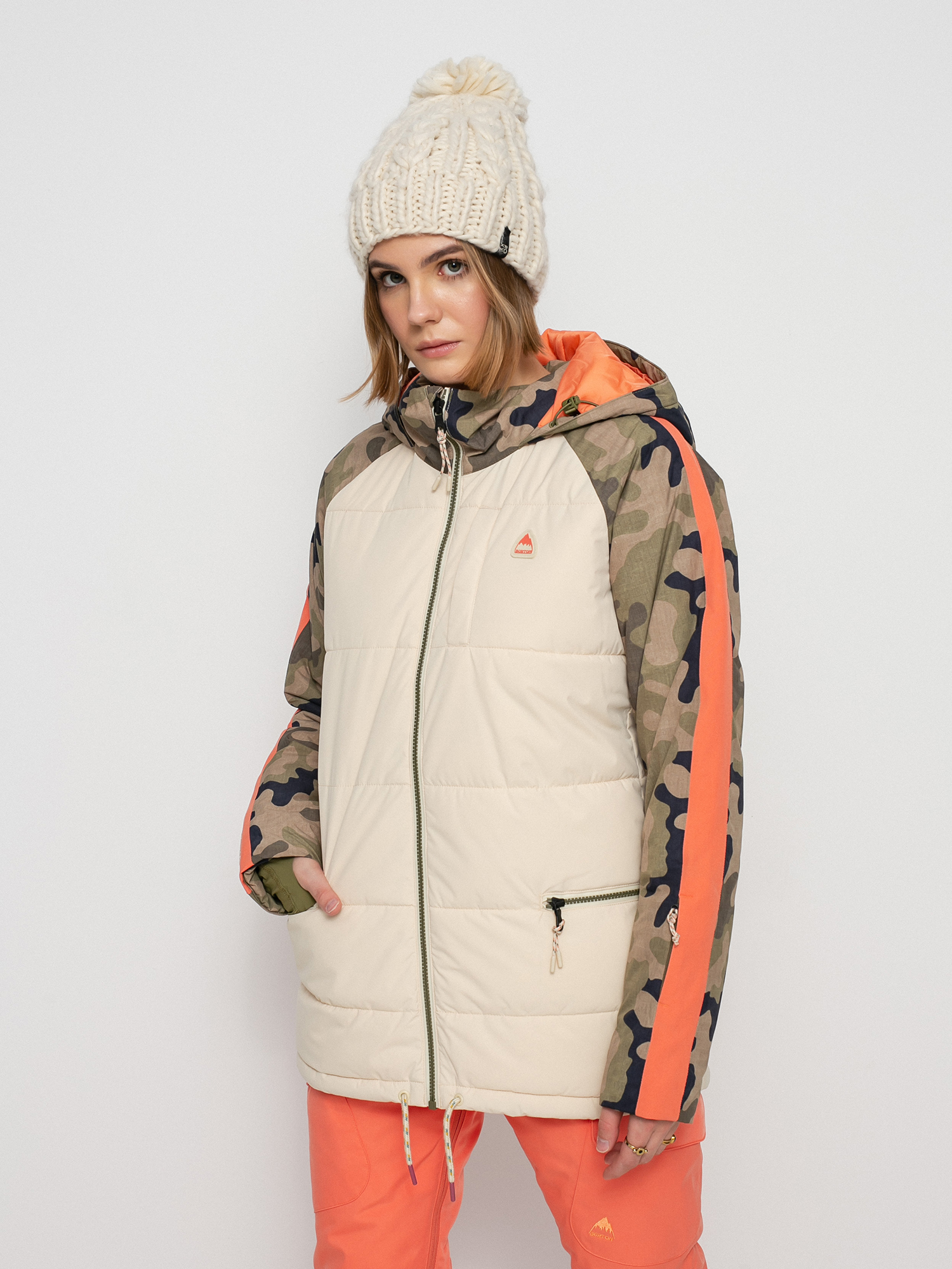 Snowboardová bunda Burton Keelan Wmn (creme brulee/martini olive terra camo)