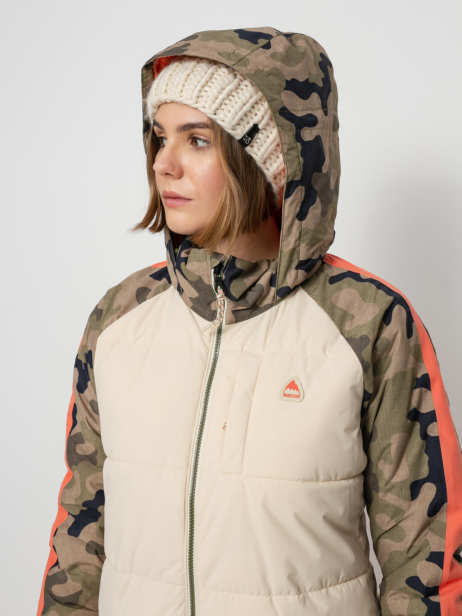 Dámská Snowboardová bunda Burton Keelan (creme brulee/martini olive terra camo)
