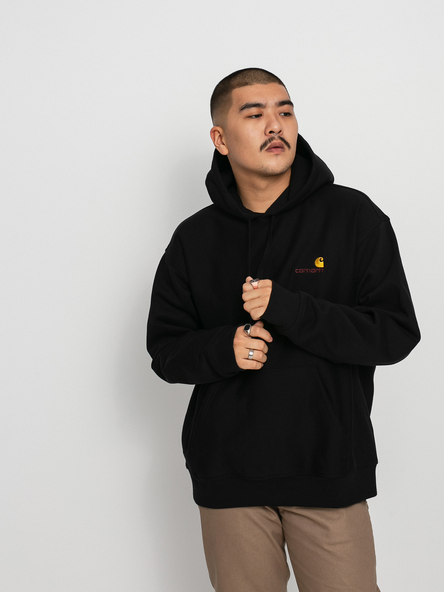Mikina s kapucí Carhartt WIP American Script HD (black)