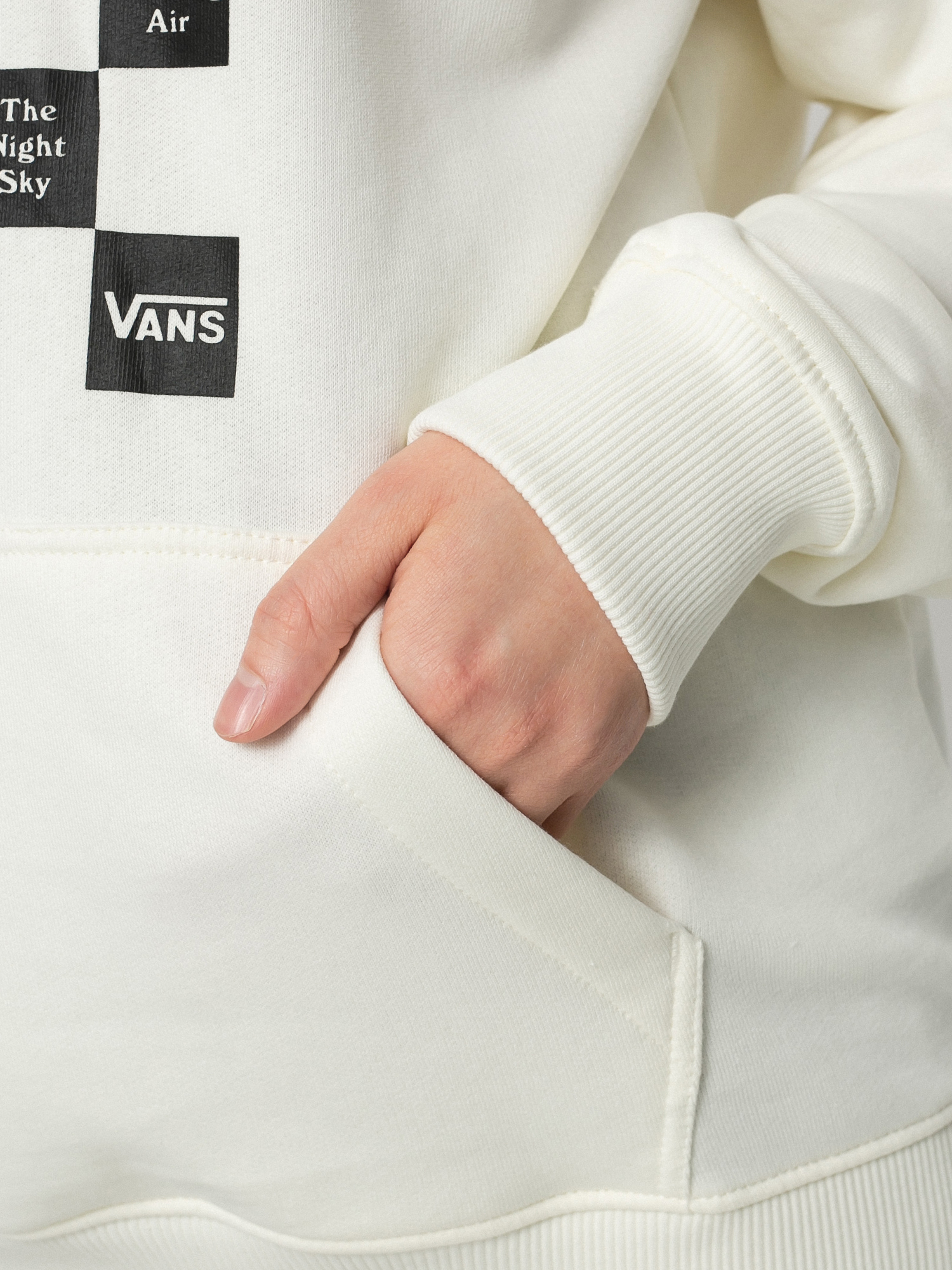 Mikina s kapucí Vans Checkerboard Day HD Wmn (marshmallow)