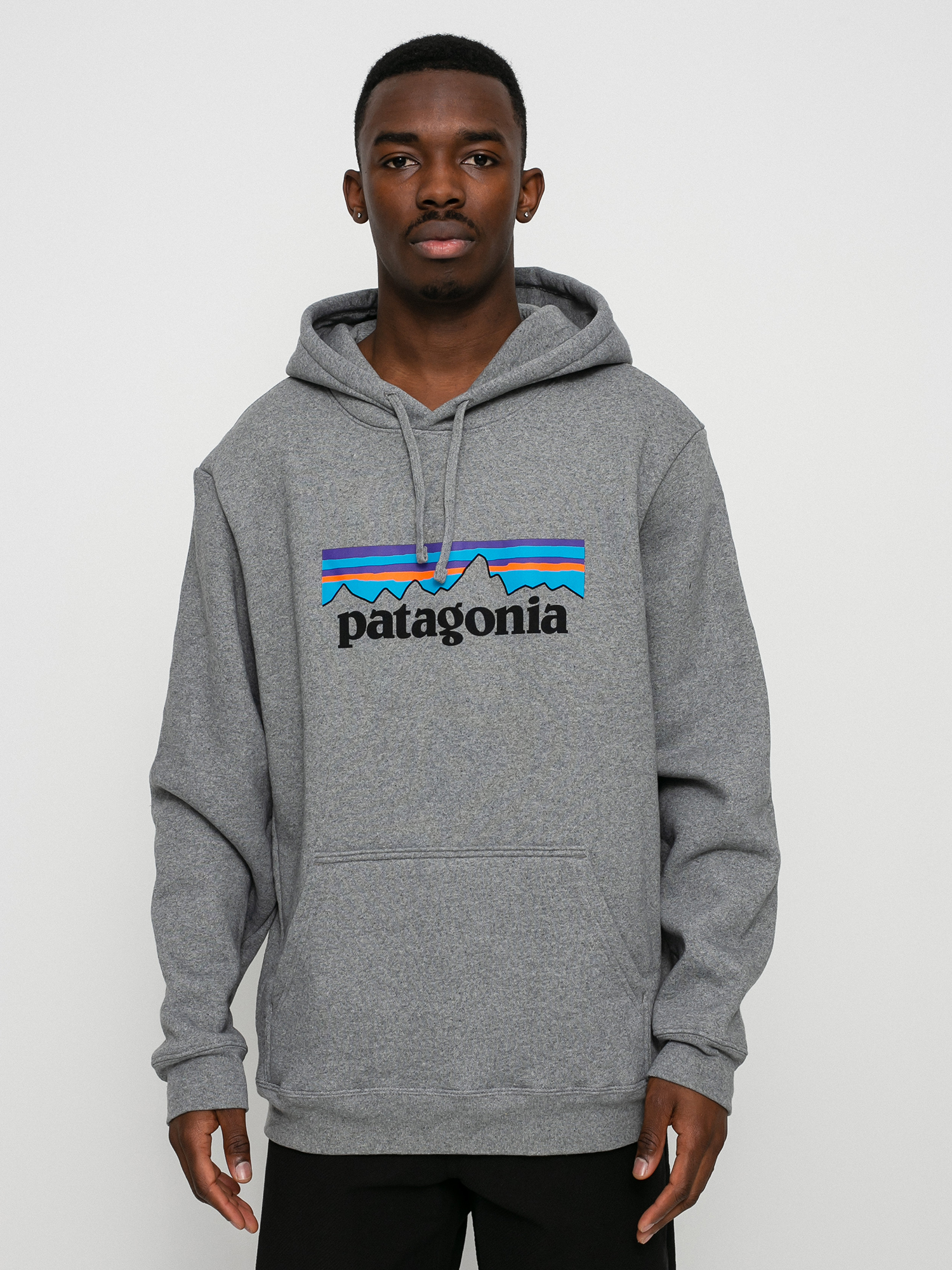 Mikina s kapucu00ed Patagonia Logo Uprisal HD (gravel heather)