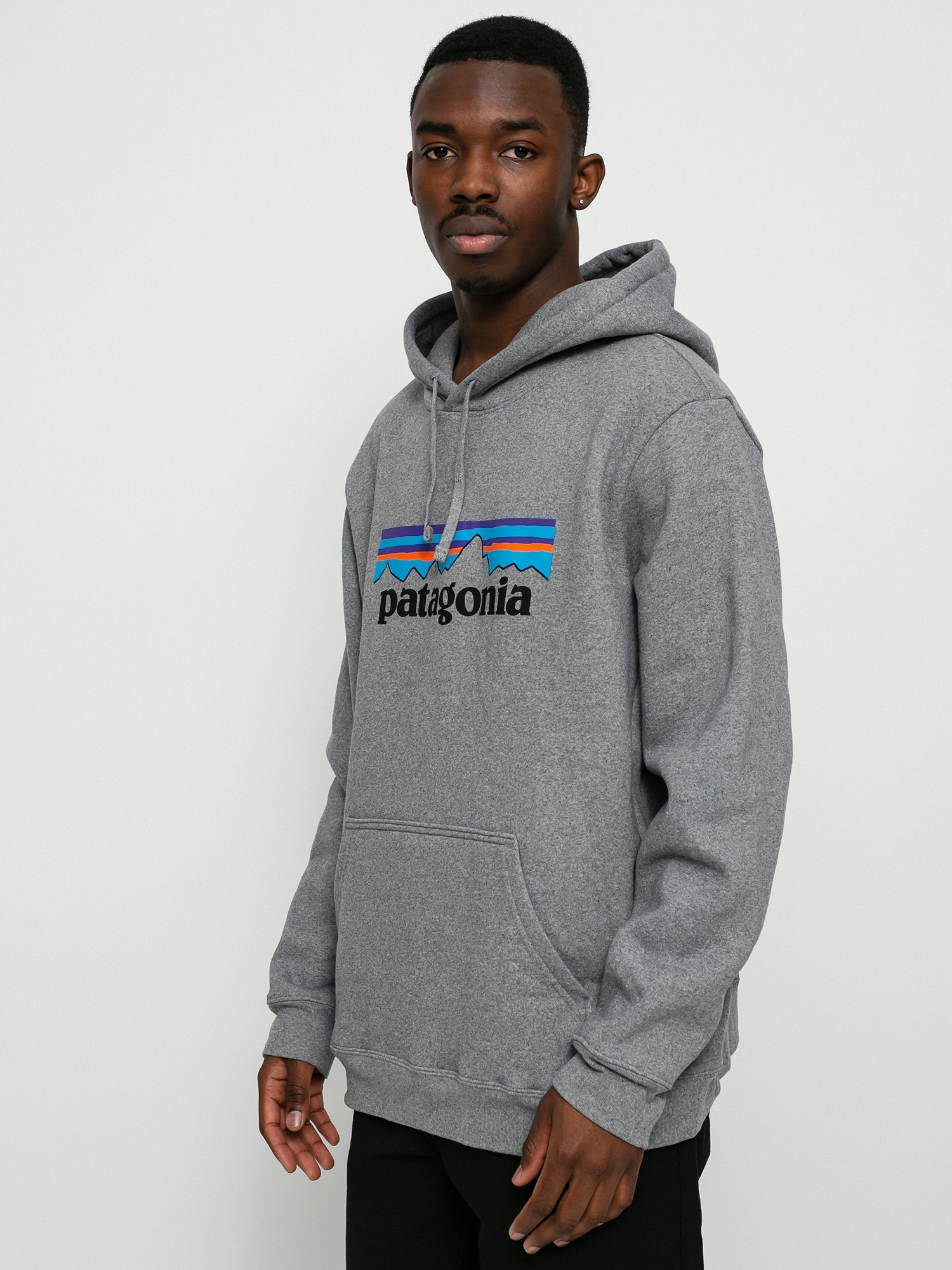 Mikina s kapucí Patagonia Logo Uprisal HD (gravel heather)