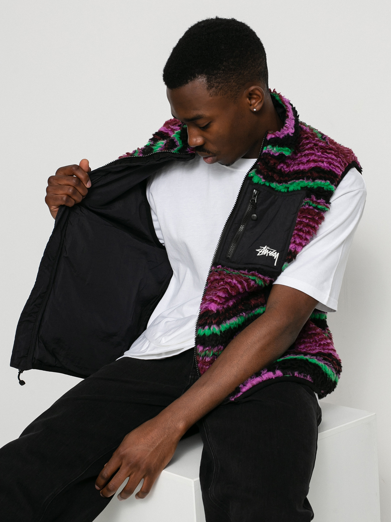 Vesta Stussy Striped Sherpa (grape)