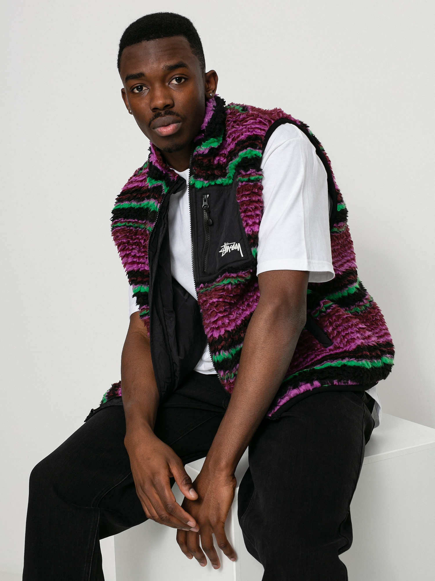Vesta Stussy Striped Sherpa (grape)