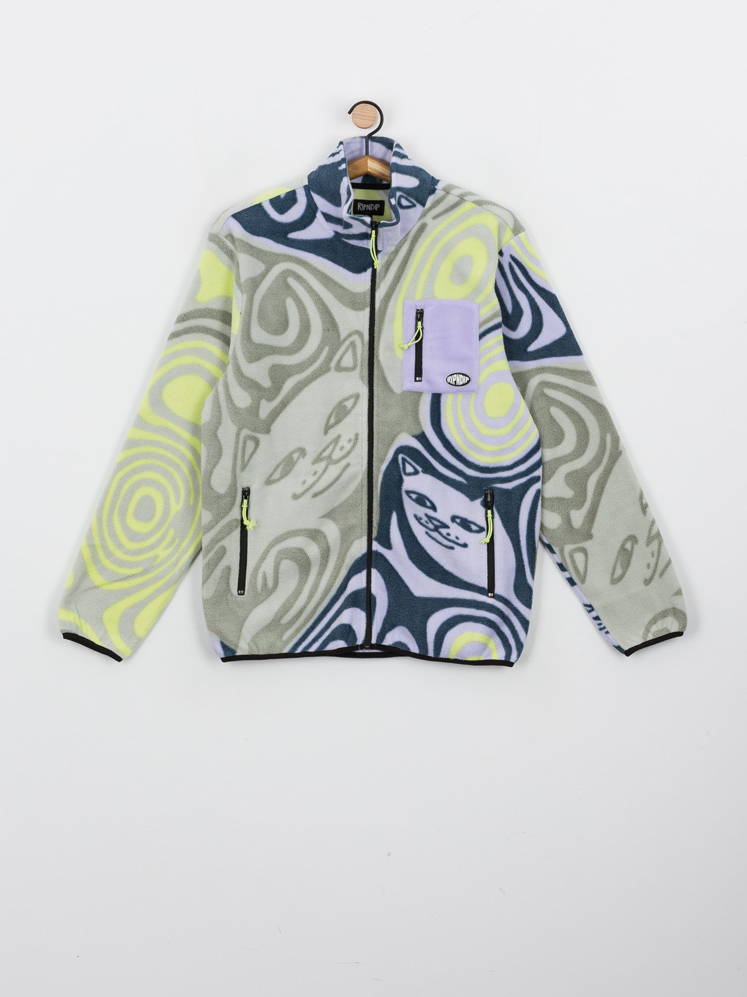 Pánský Fleecová mikina RipNDip Hypnotic Fleece (grey/lavender/neon)