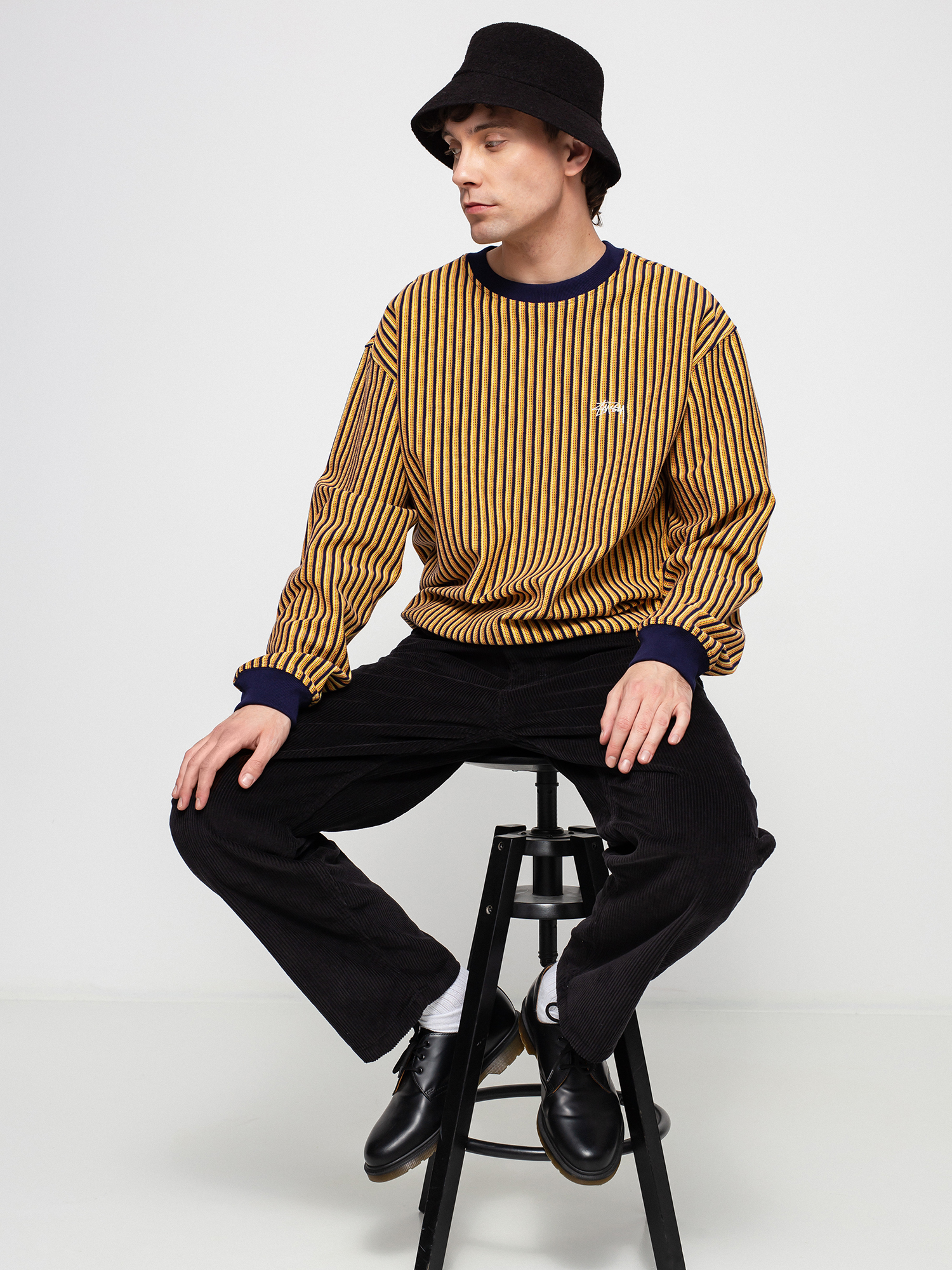 公式 店 Stussy Vertical Dot Striped LS Crew XL