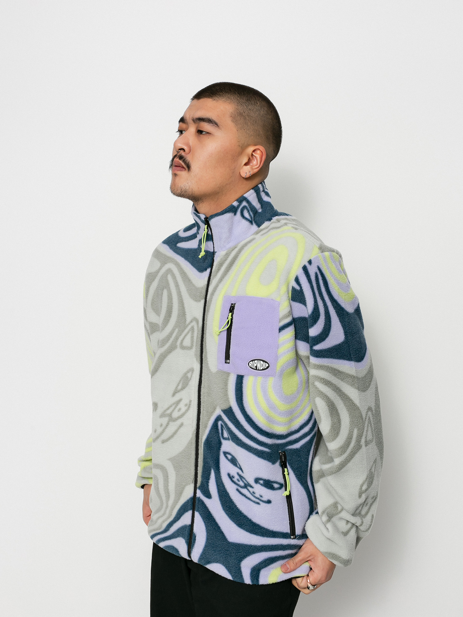 Pánský Fleecová mikina RipNDip Hypnotic Fleece (grey/lavender/neon)