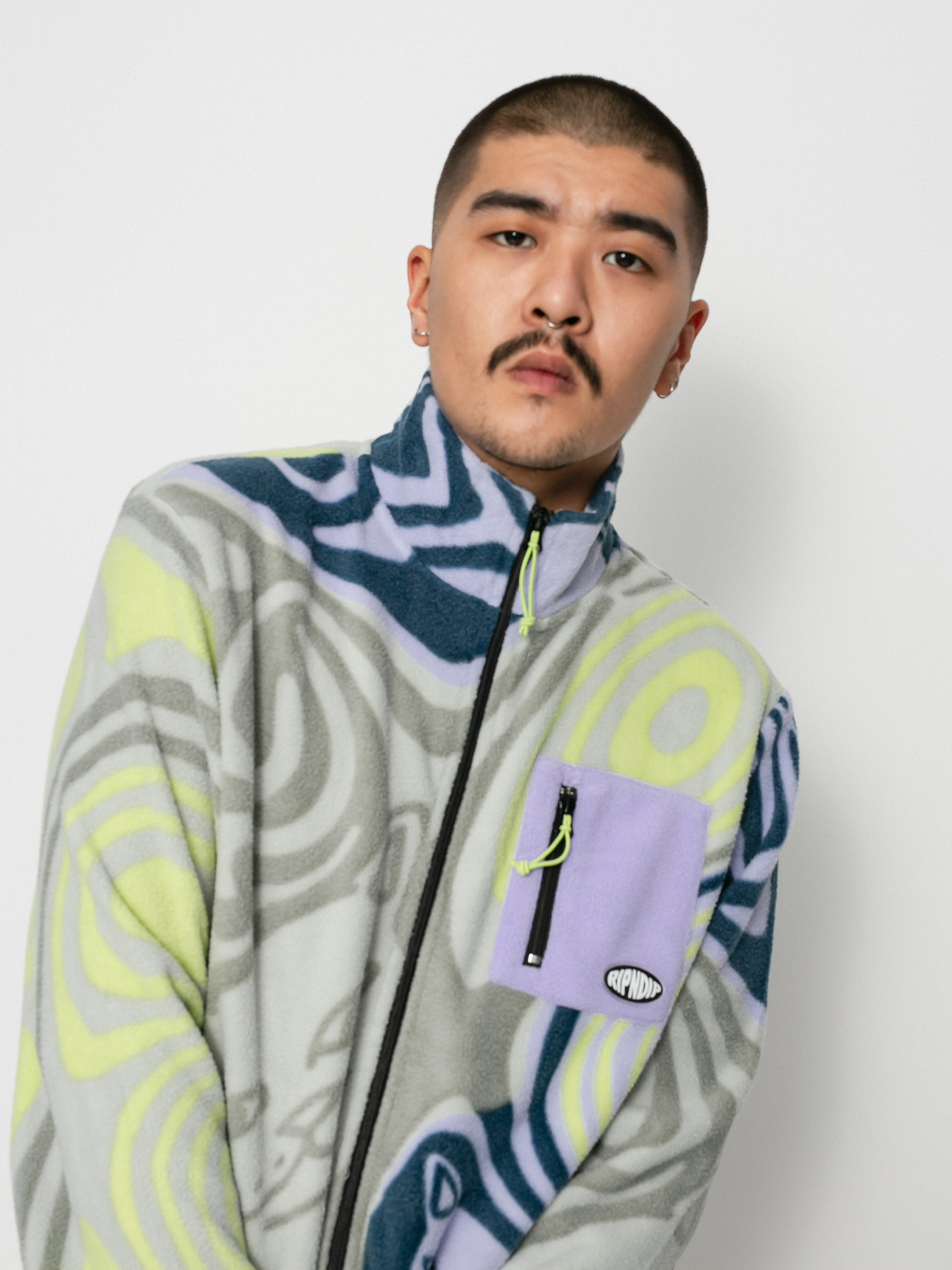 Pánský Fleecová mikina RipNDip Hypnotic Fleece (grey/lavender/neon)