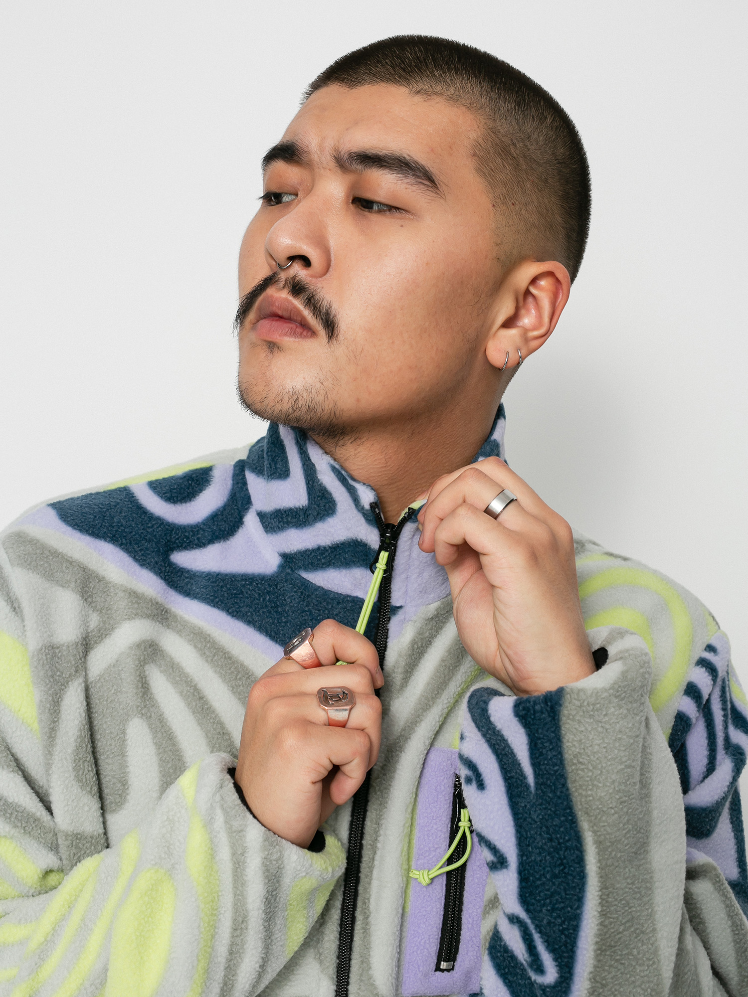 Pánský Fleecová mikina RipNDip Hypnotic Fleece (grey/lavender/neon)