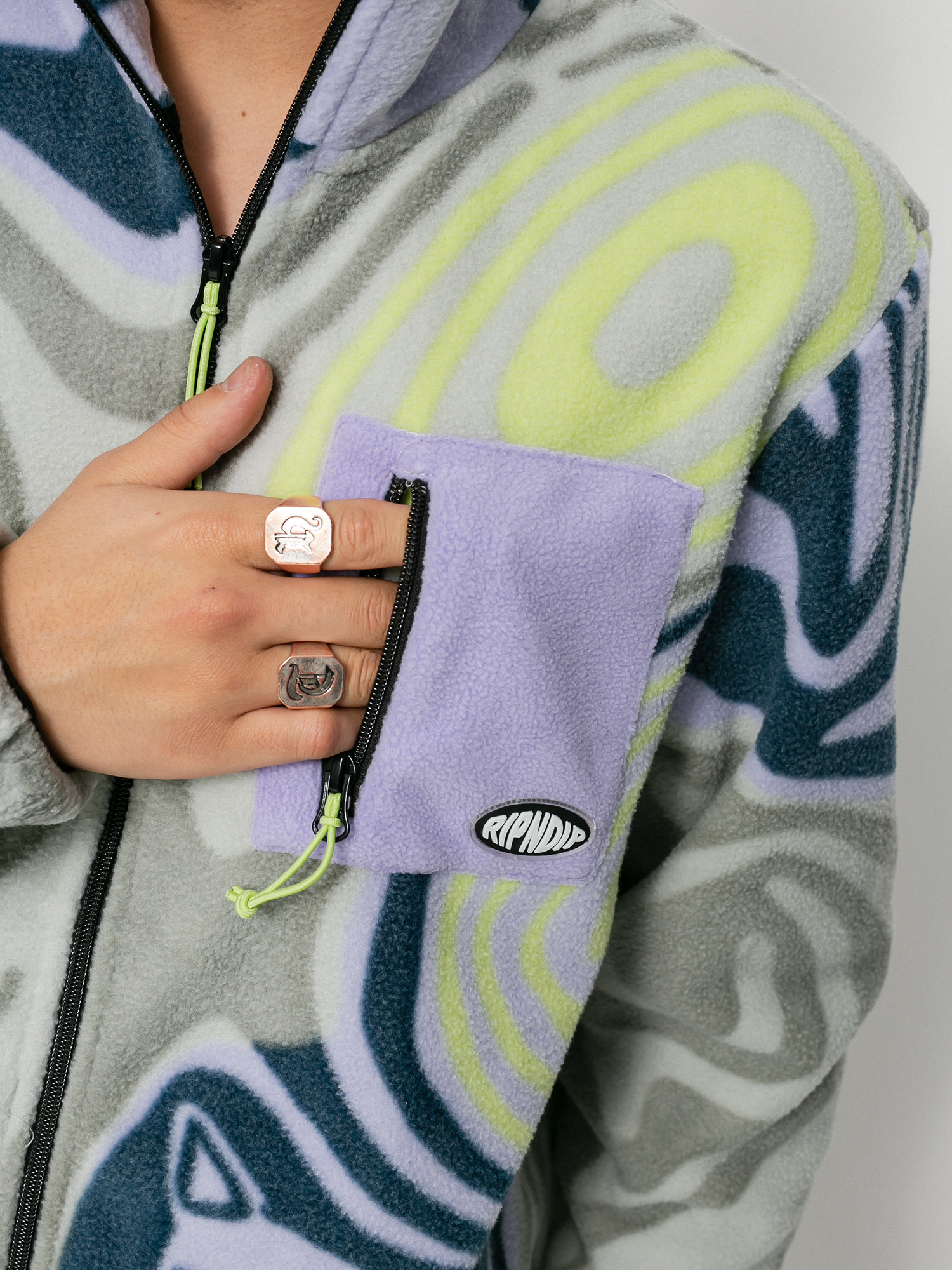 Pánský Fleecová mikina RipNDip Hypnotic Fleece (grey/lavender/neon)